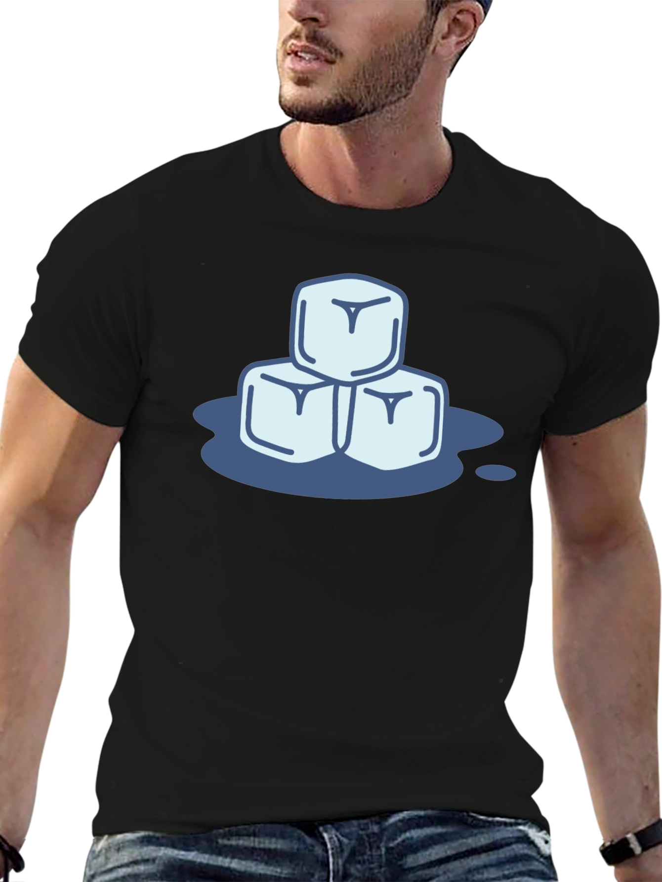 Cool Ice Cubes Graphic Tee - Black Cotton Shirt