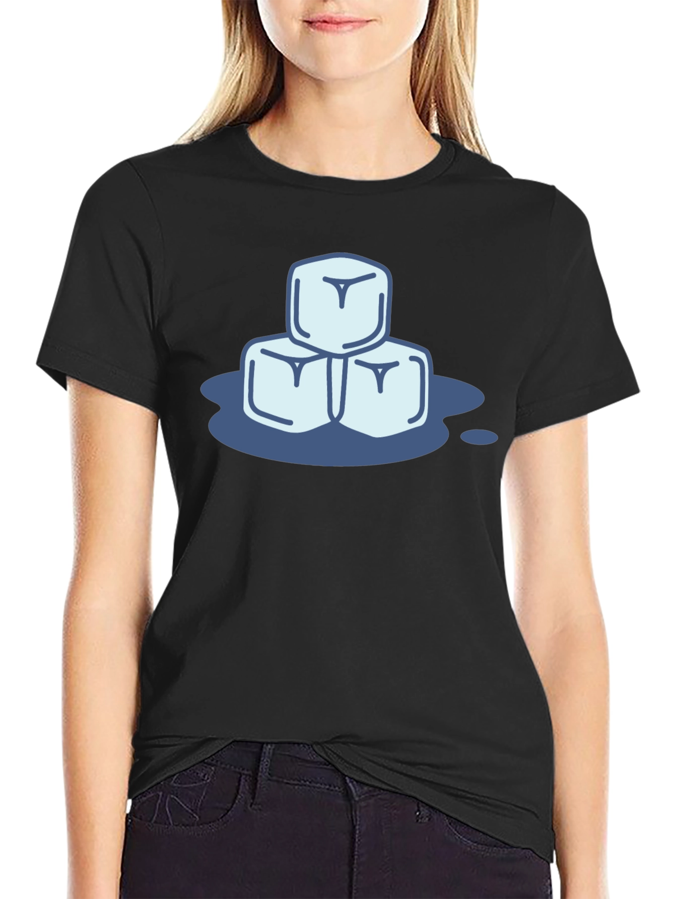 Cool Ice Cubes Graphic Tee - Black Cotton Shirt