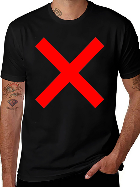 Mens Black T-Shirt with Red X Graphic