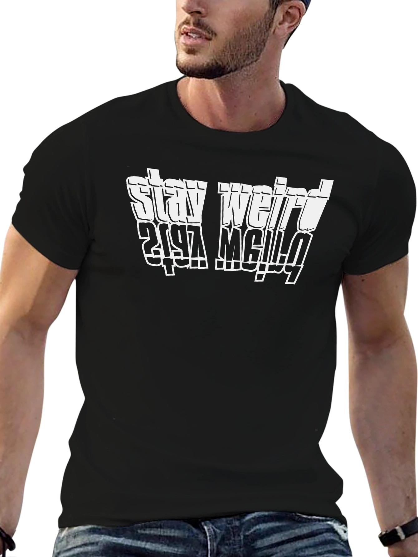 Stay Weird Graphic T-Shirt - Black Cotton Tee