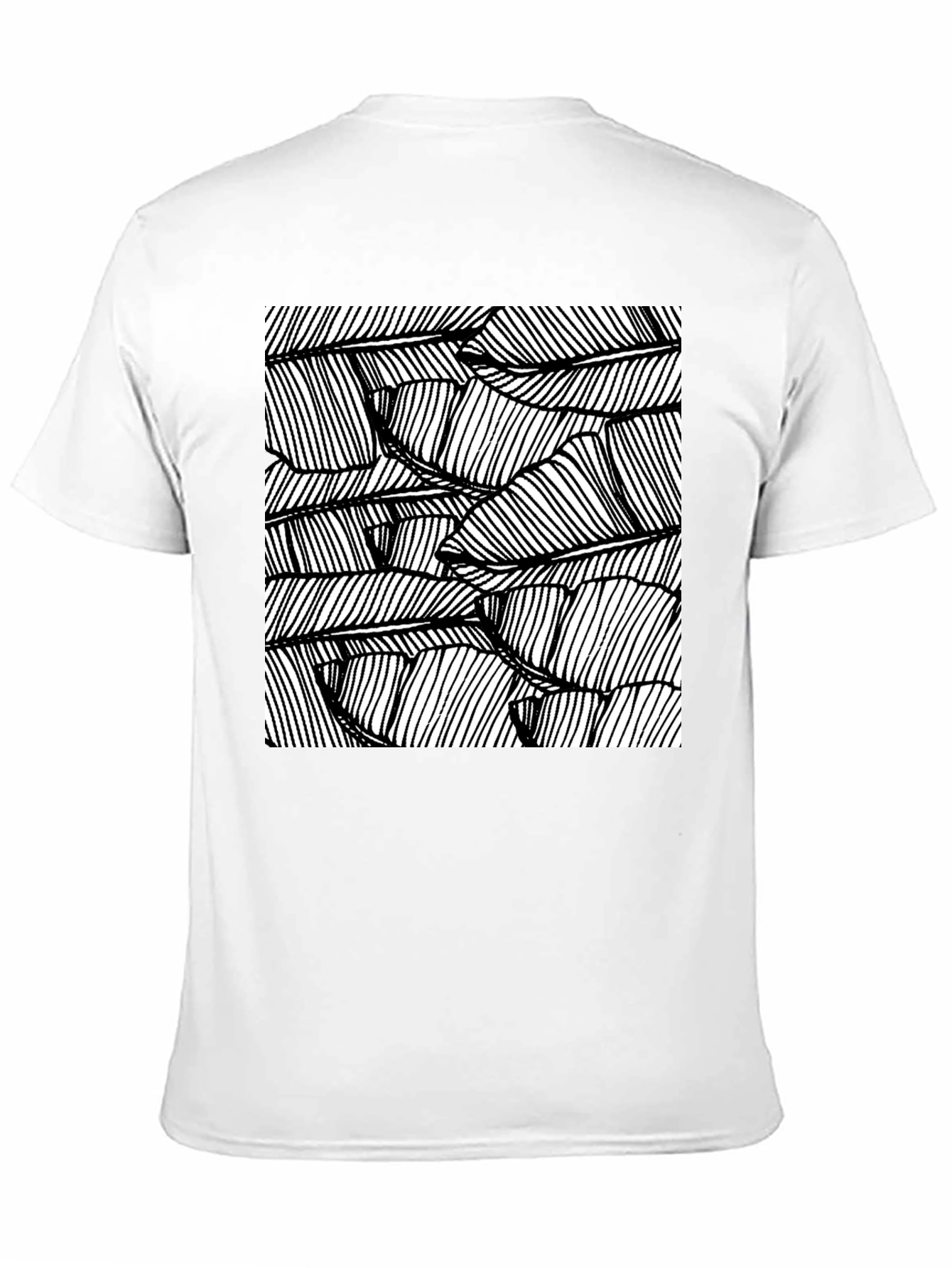 Abstract Leaf Print Black T-Shirt