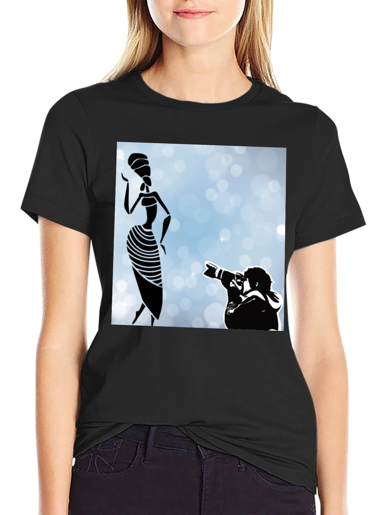 Stylish Black Graphic Tee - Fashion Photographer