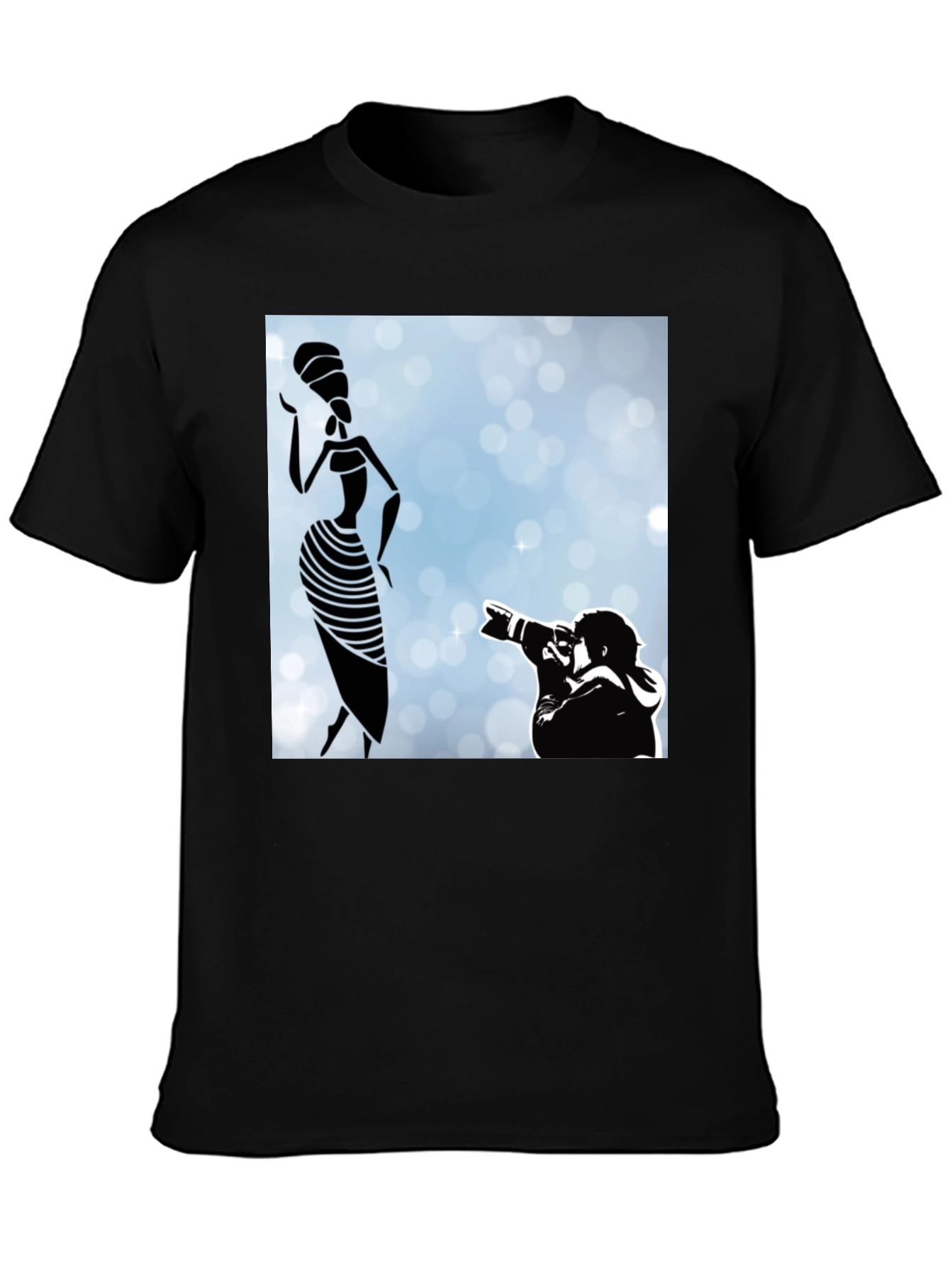 Stylish Black Graphic Tee - Fashion Photographer