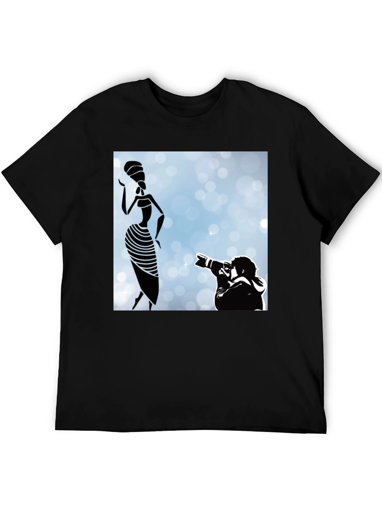 Stylish Black Graphic Tee - Fashion Photographer