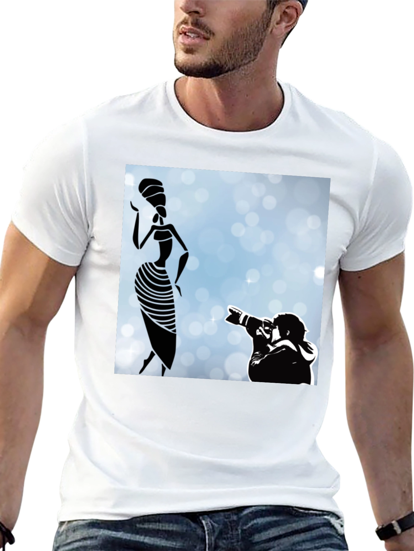 Stylish Black Graphic Tee - Fashion Photographer