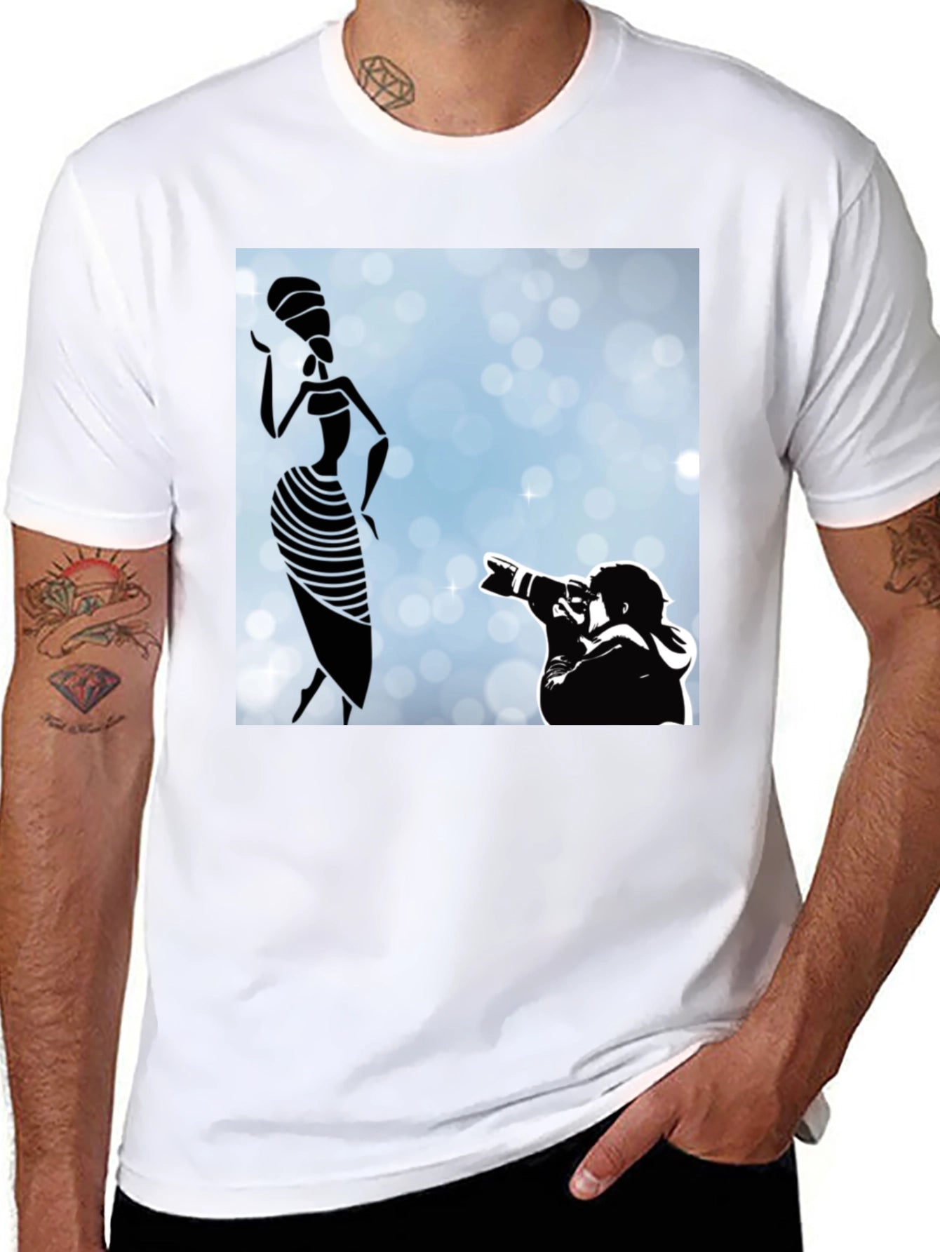 Stylish Black Graphic Tee - Fashion Photographer