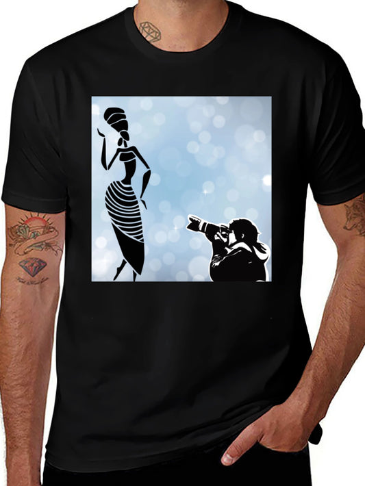 Stylish Black Graphic Tee - Fashion Photographer