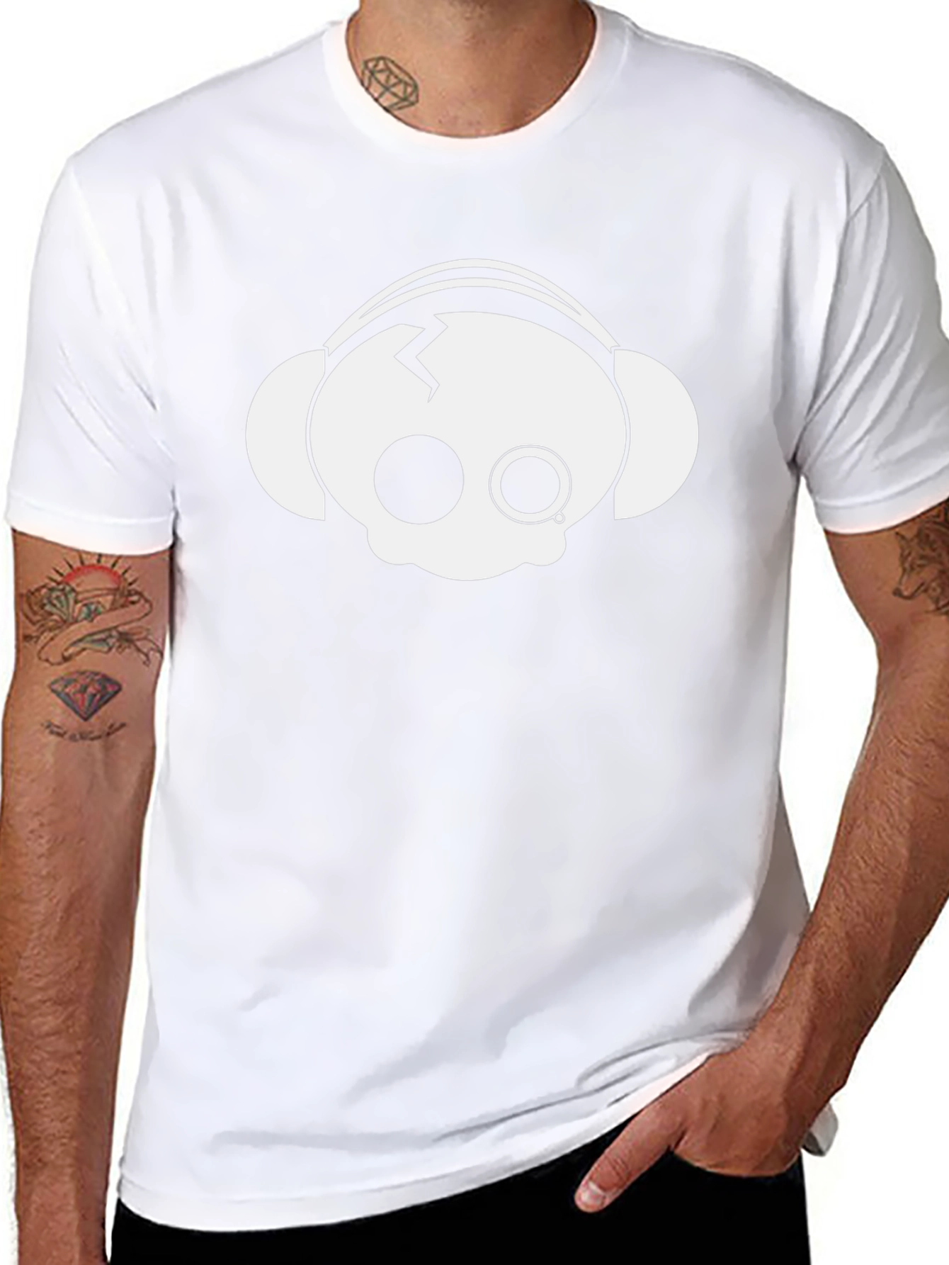 Skull Headphone Graphic Tee - Modern Style