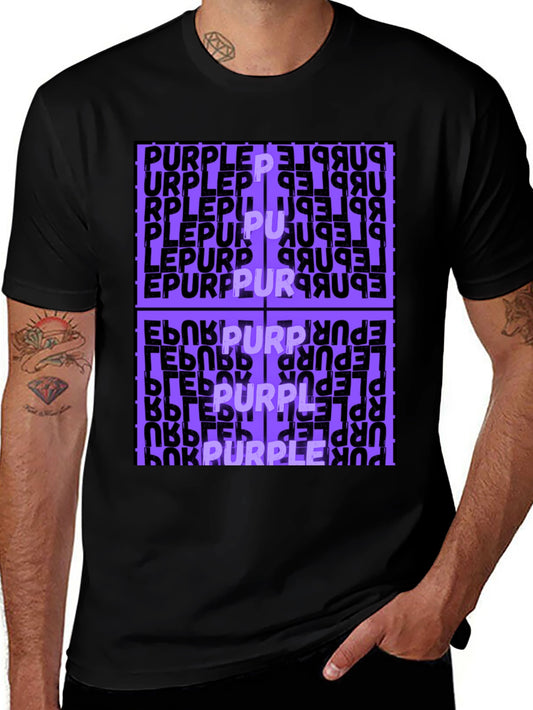 Purple Word Graphic Black T-Shirt