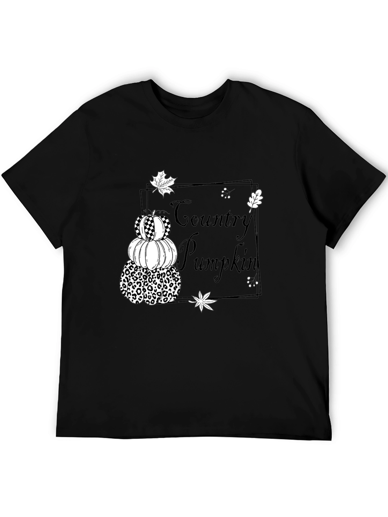 Country Pumpkin Stack Black T-Shirt