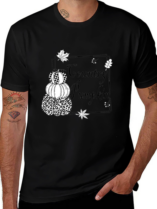 Country Pumpkin Stack Black T-Shirt