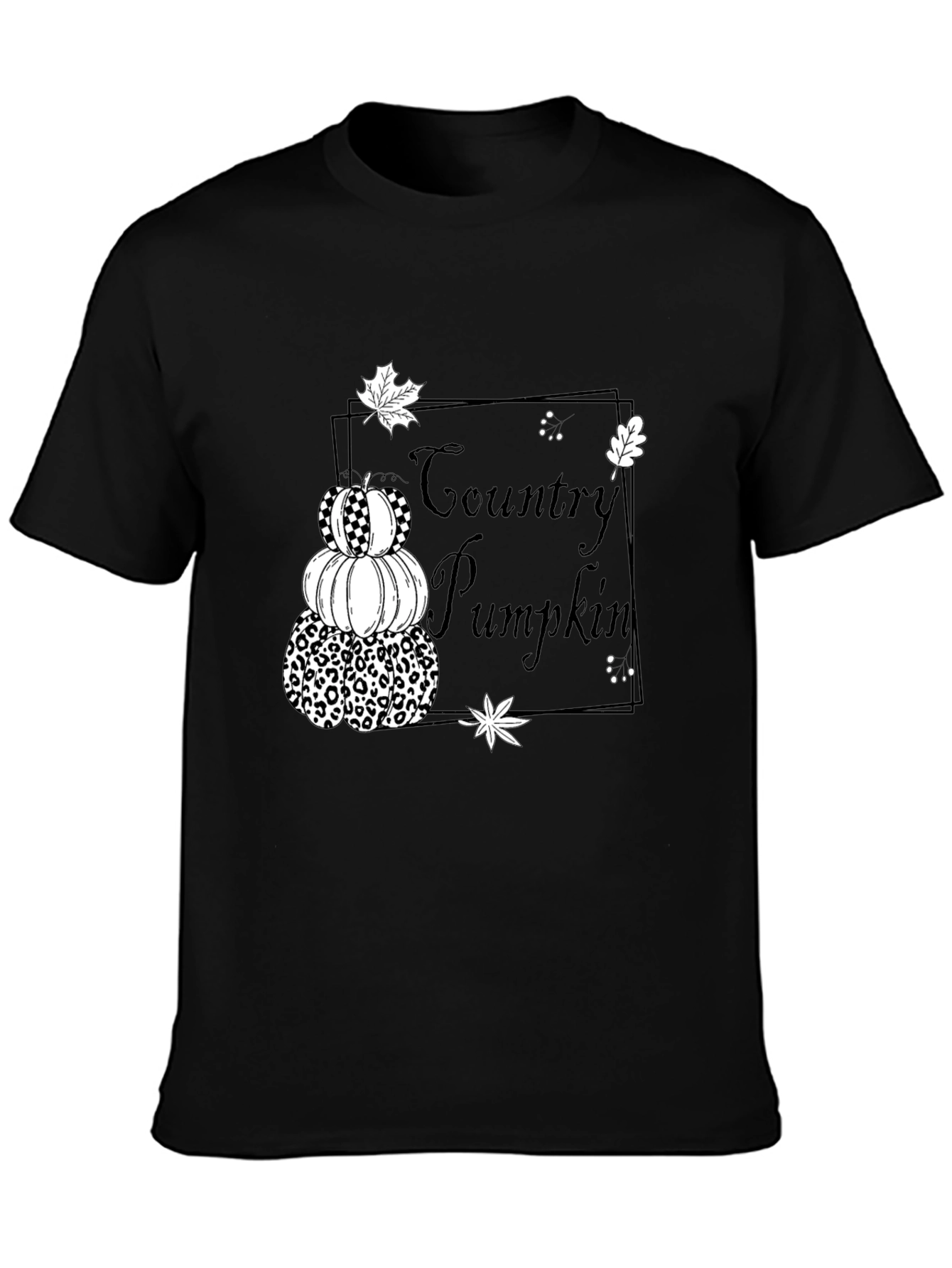 Country Pumpkin Stack Black T-Shirt