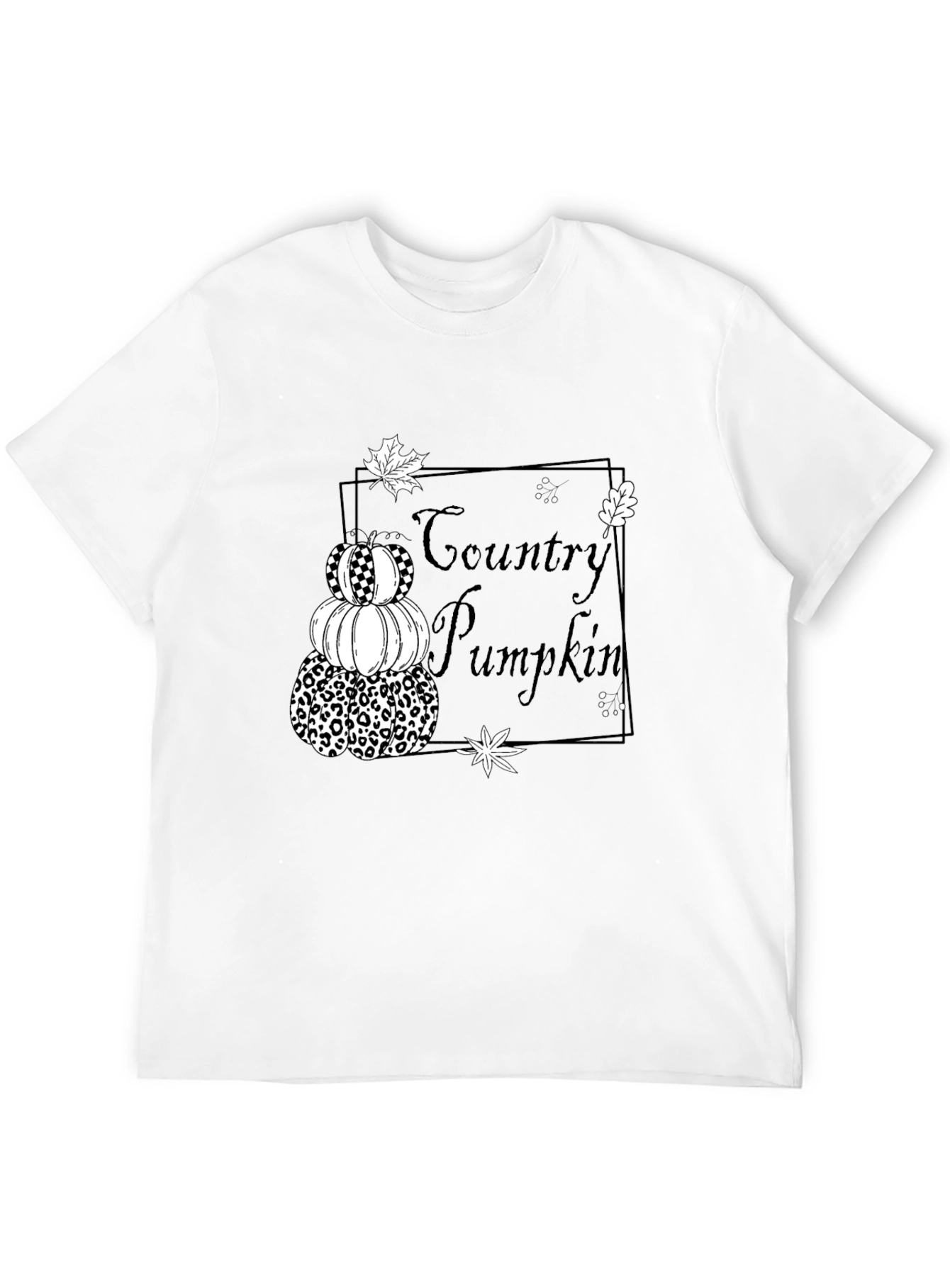 Country Pumpkin Stack Black T-Shirt