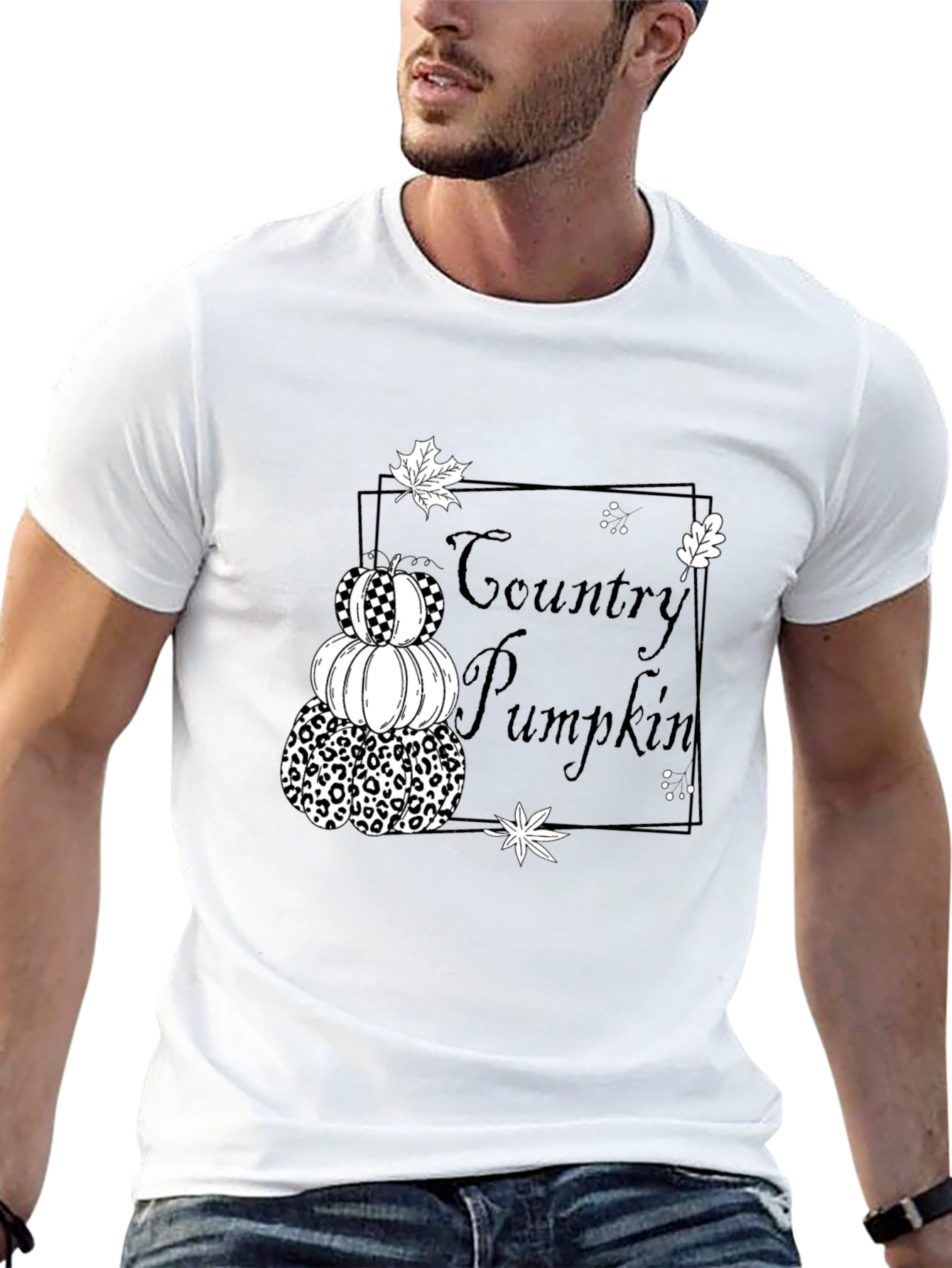 Country Pumpkin Stack Black T-Shirt