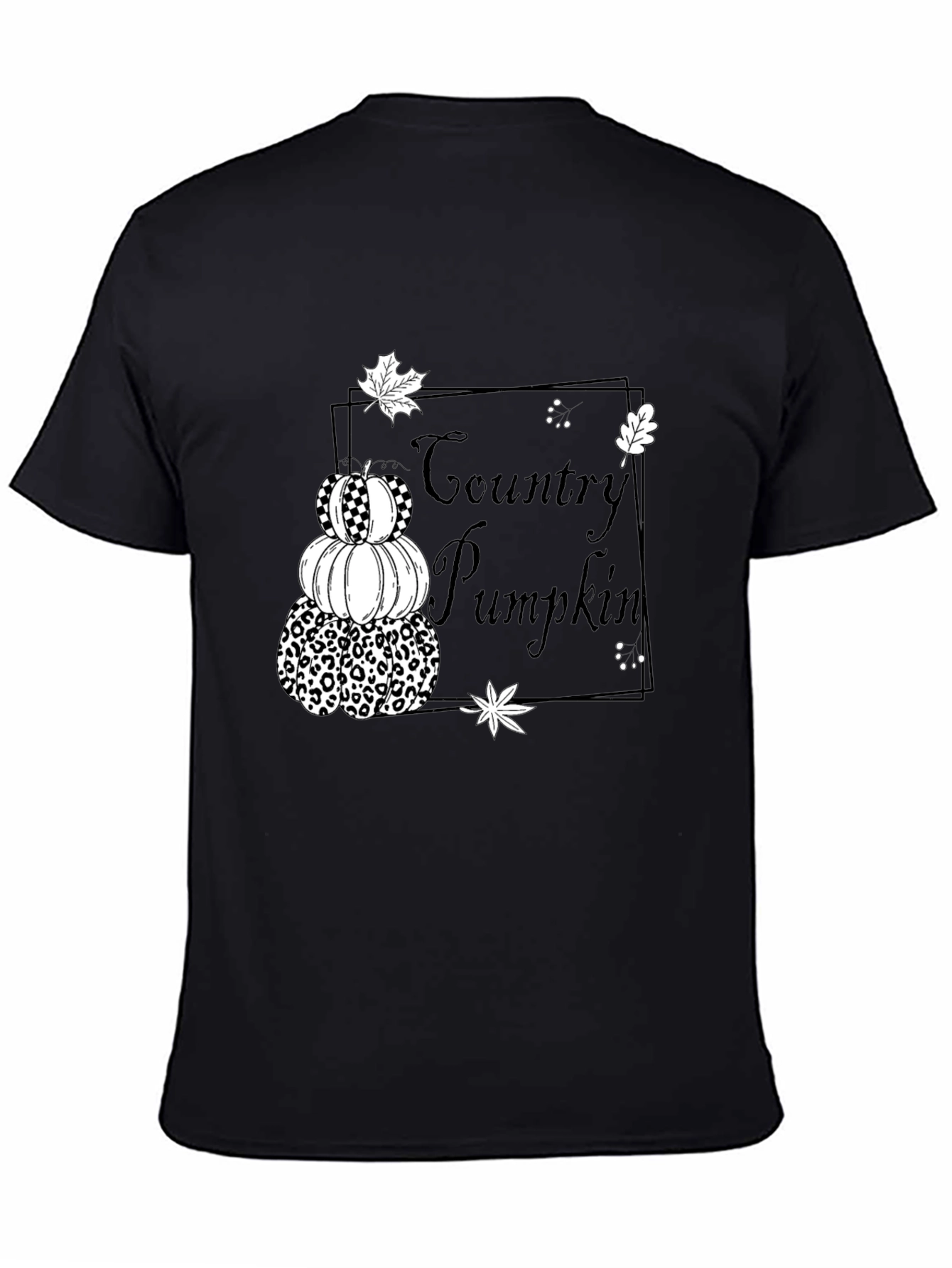 Country Pumpkin Stack Black T-Shirt