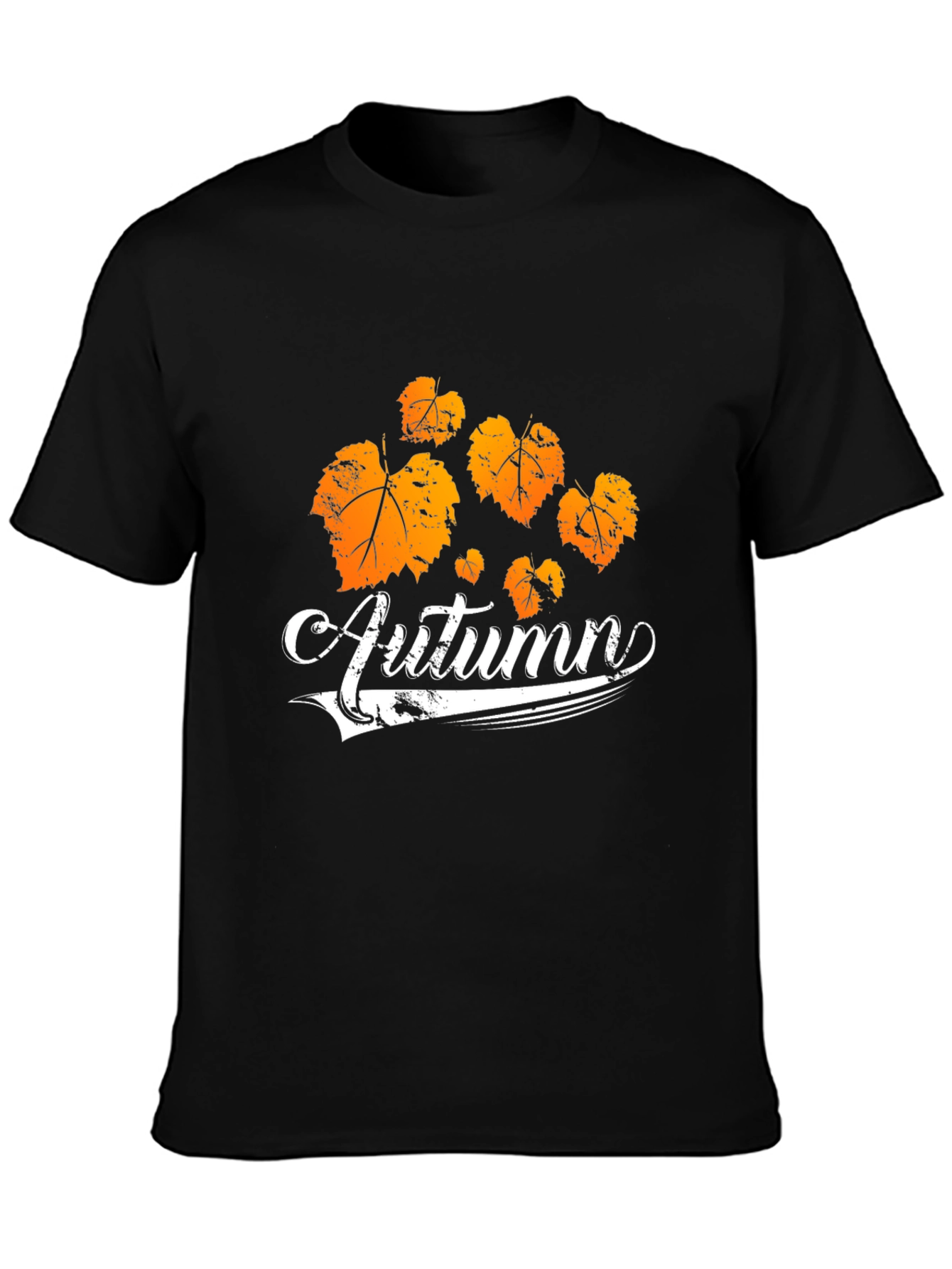 Autumn Leaves Graphic Tee - Black Cotton T-Shirt