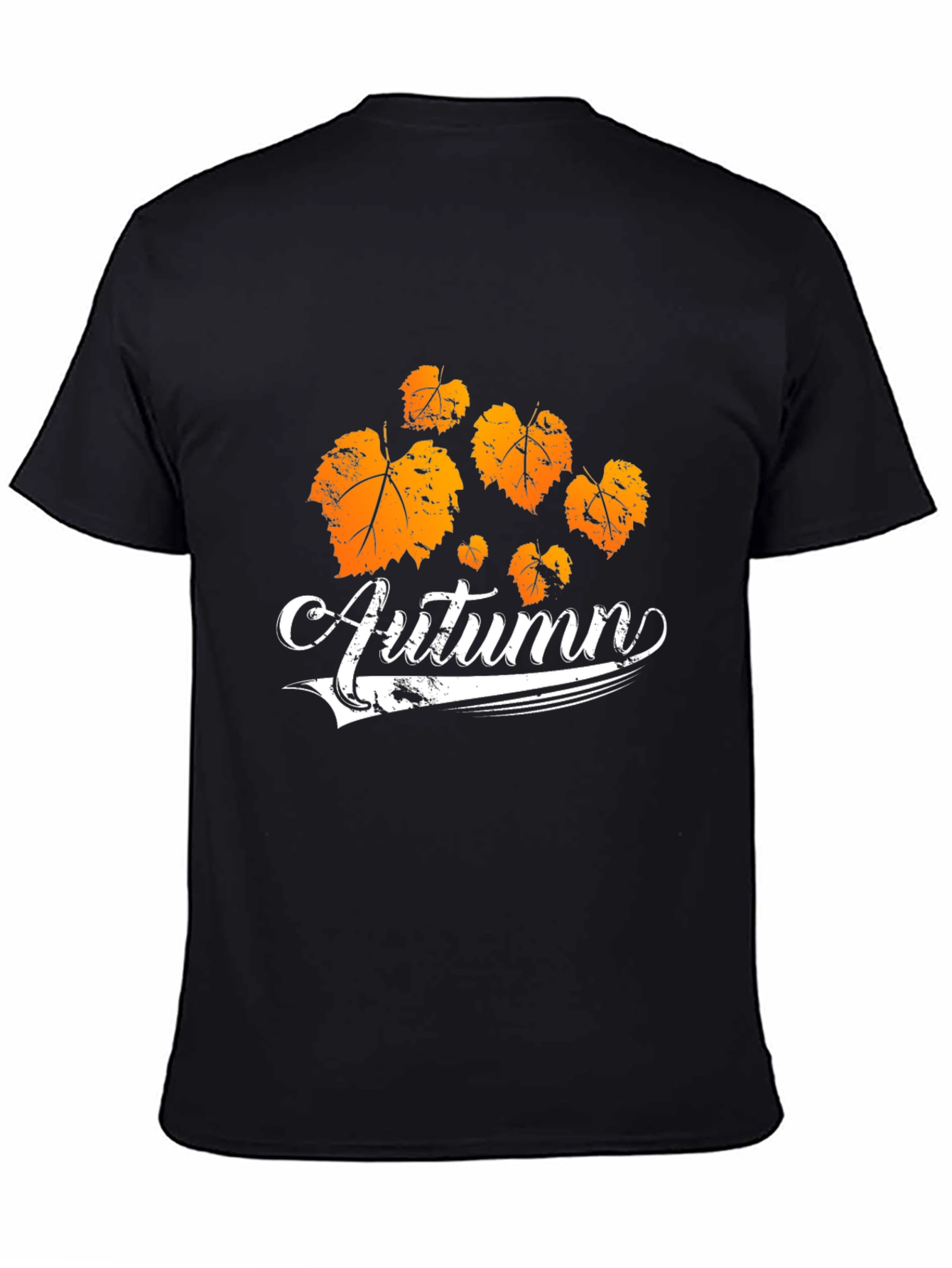 Autumn Leaves Graphic Tee - Black Cotton T-Shirt