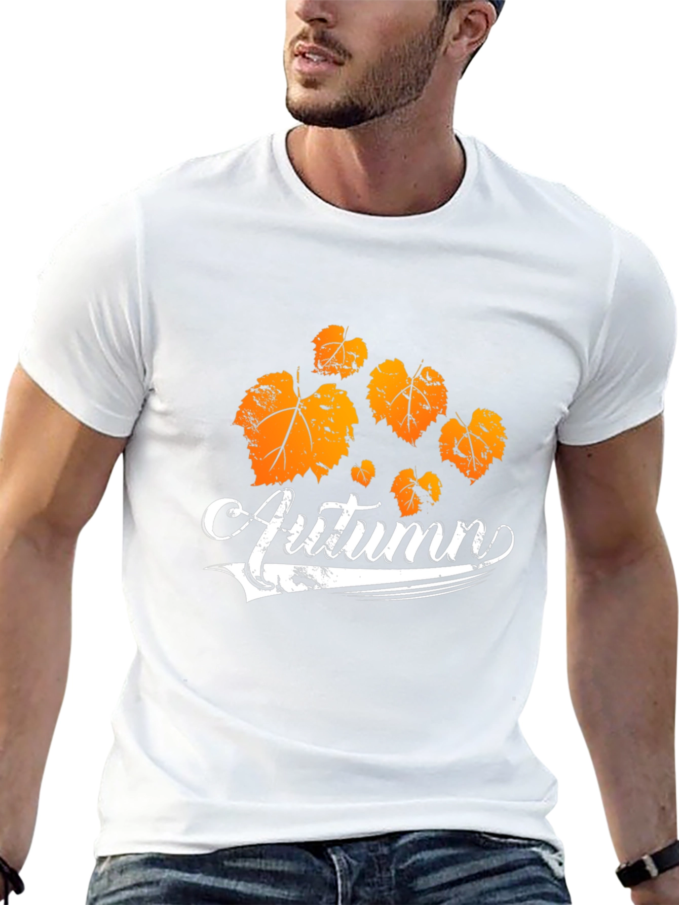 Autumn Leaves Graphic Tee - Black Cotton T-Shirt
