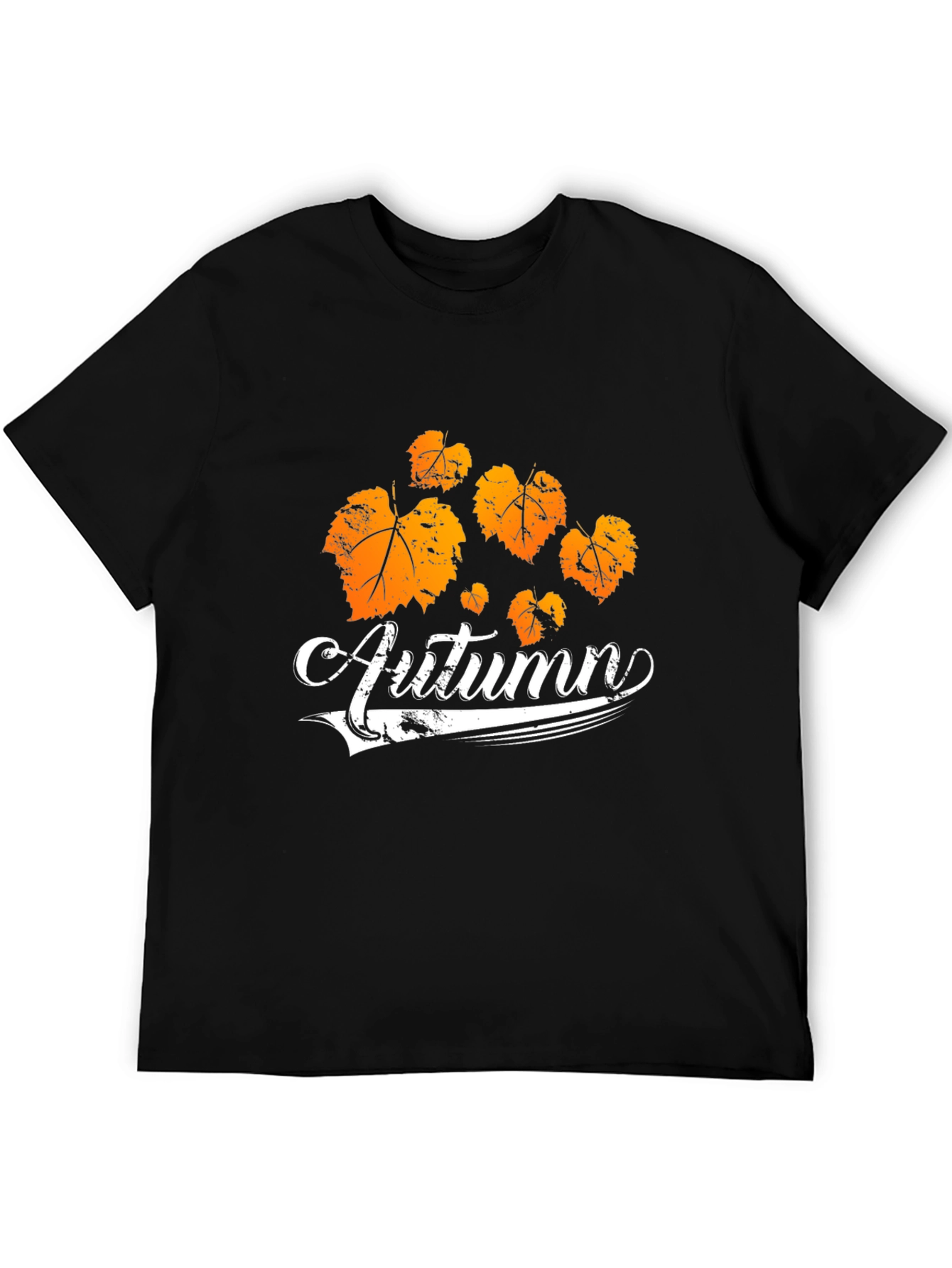 Autumn Leaves Graphic Tee - Black Cotton T-Shirt