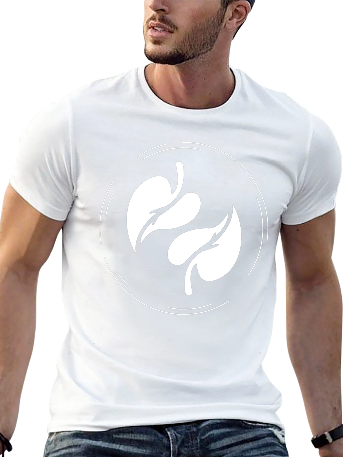 Leaf Circle Graphic Tee - Modern Casual Shirt