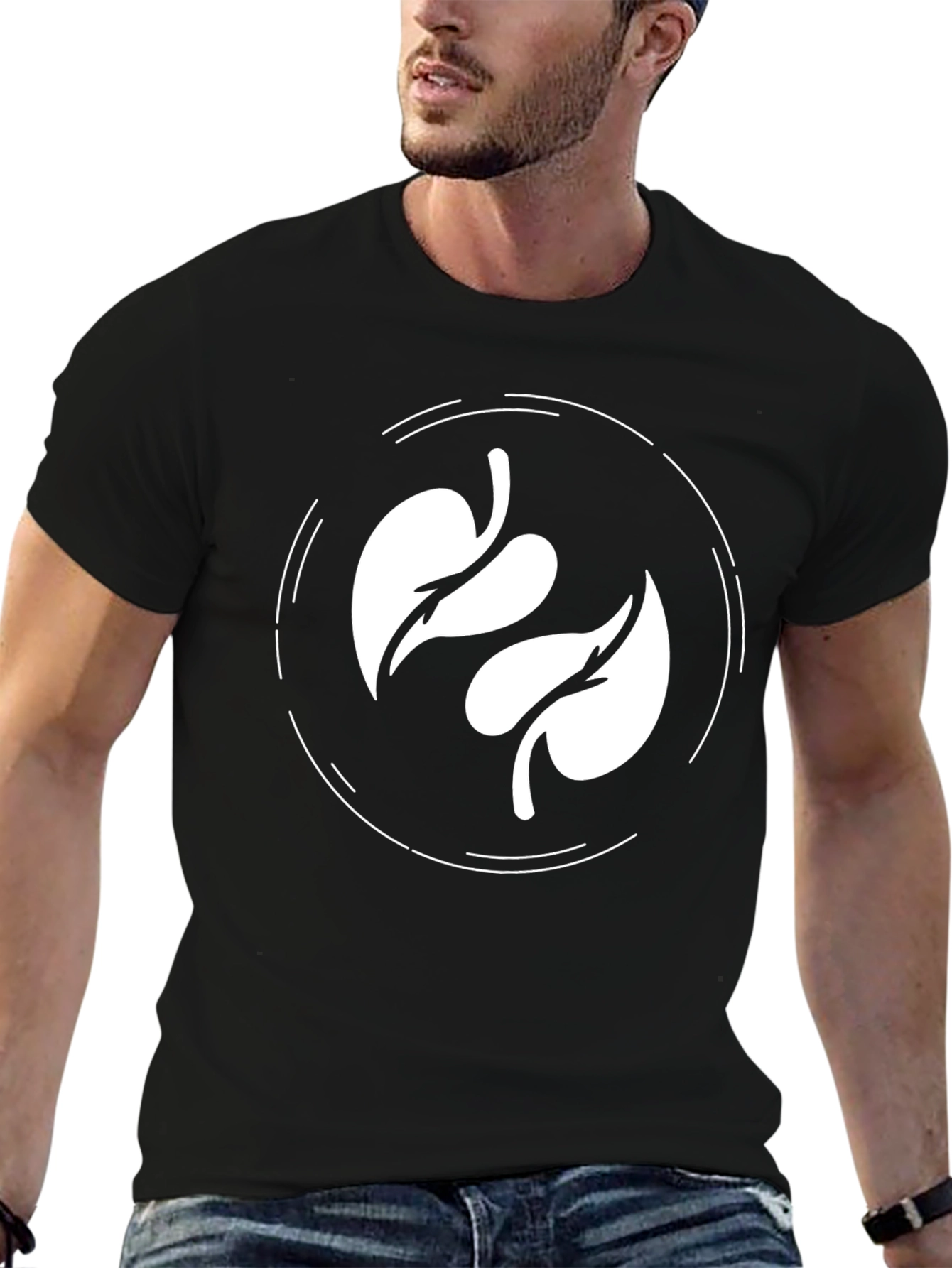 Leaf Circle Graphic Tee - Modern Casual Shirt