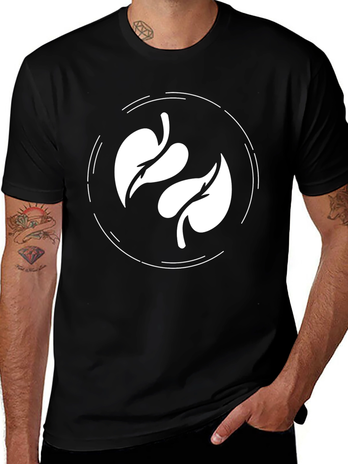 Leaf Circle Graphic Tee - Modern Casual Shirt