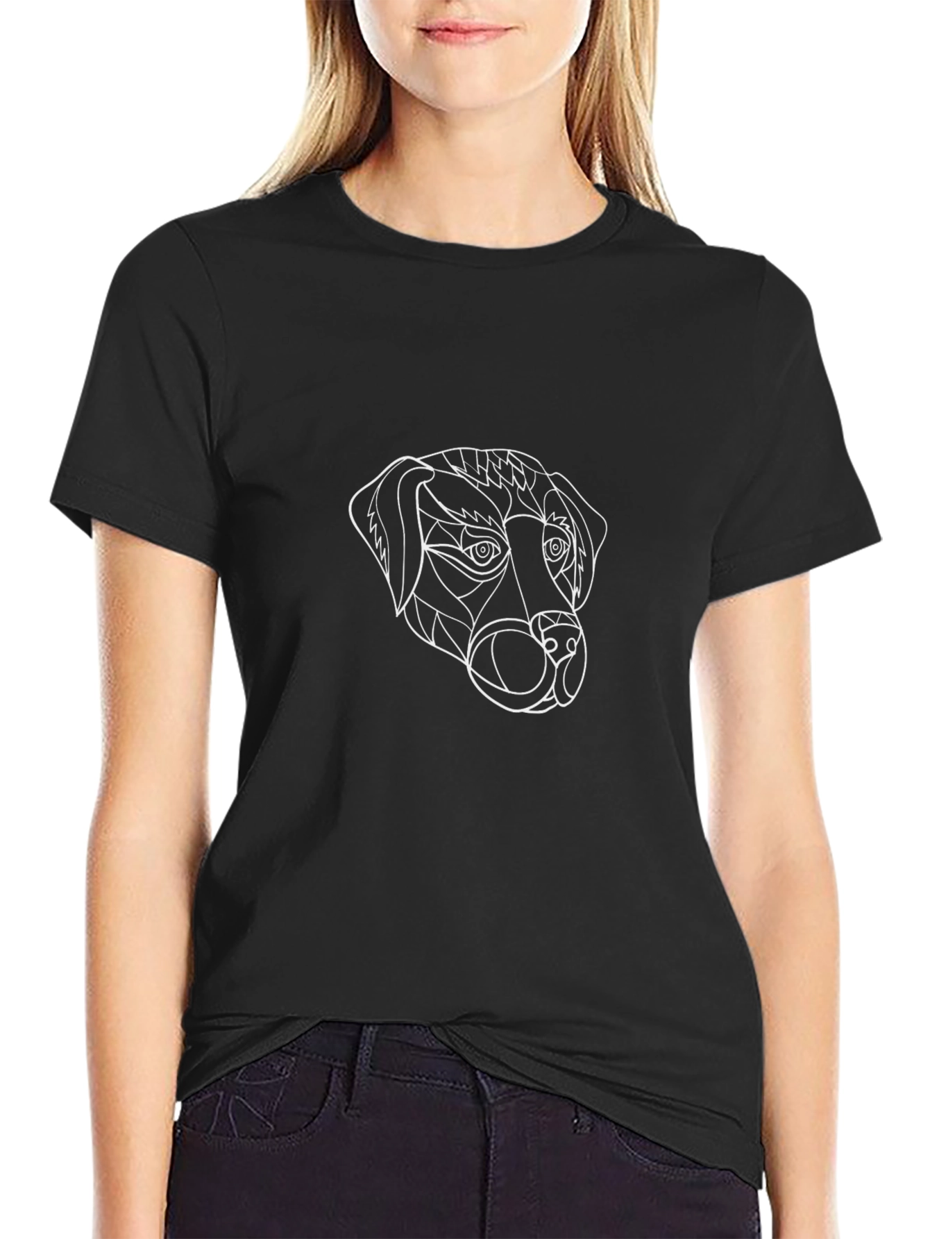 Abstract Dog Graphic Black T-Shirt
