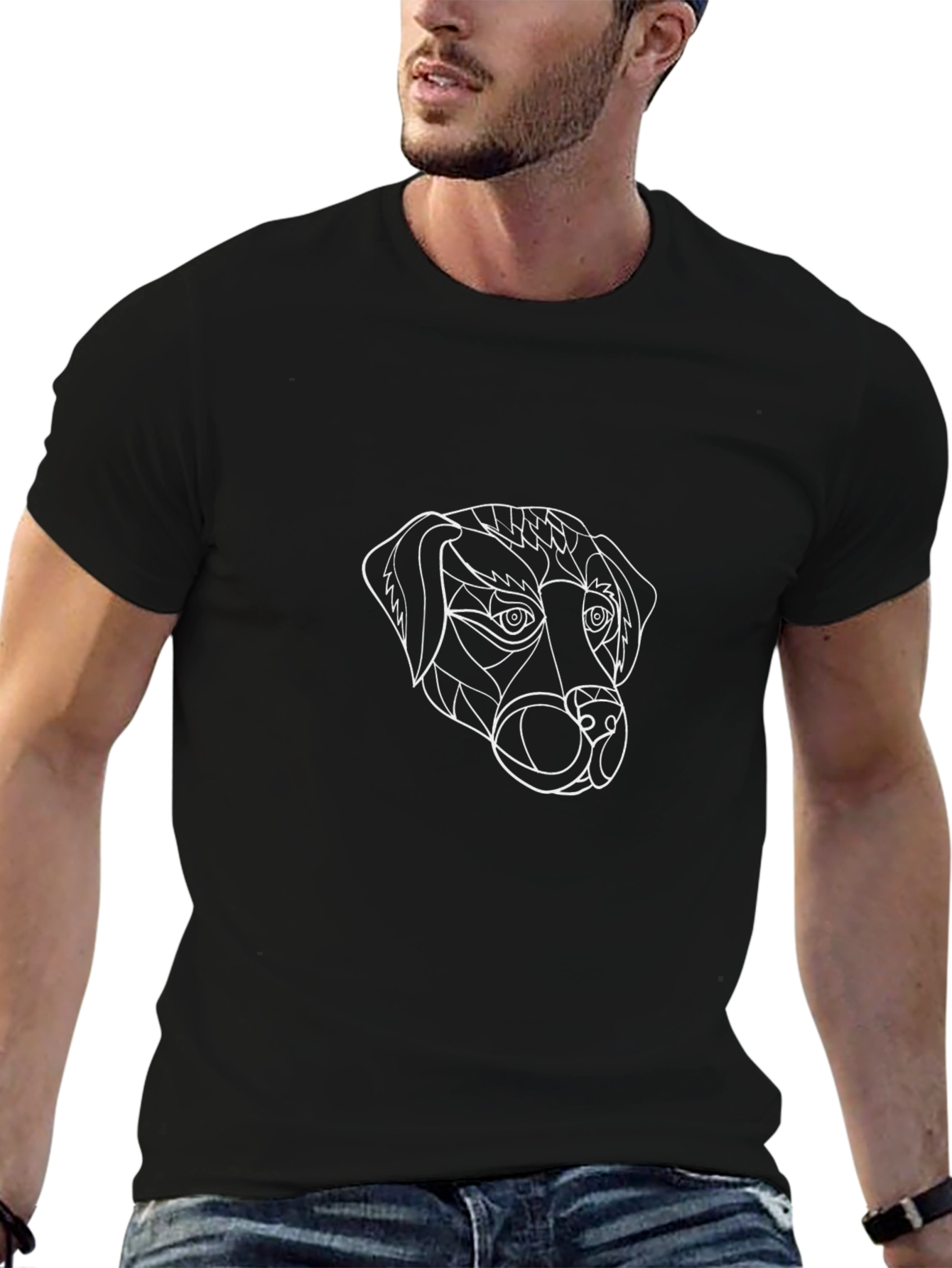Abstract Dog Graphic Black T-Shirt