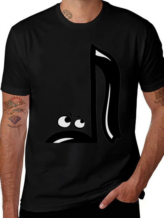 Funny Music Note Graphic Black T-Shirt