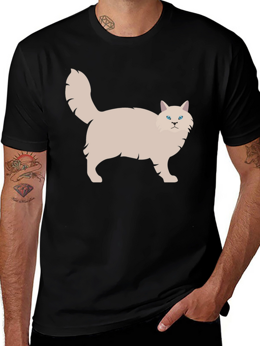 Cat Graphic Tee - Black Cotton T-Shirt