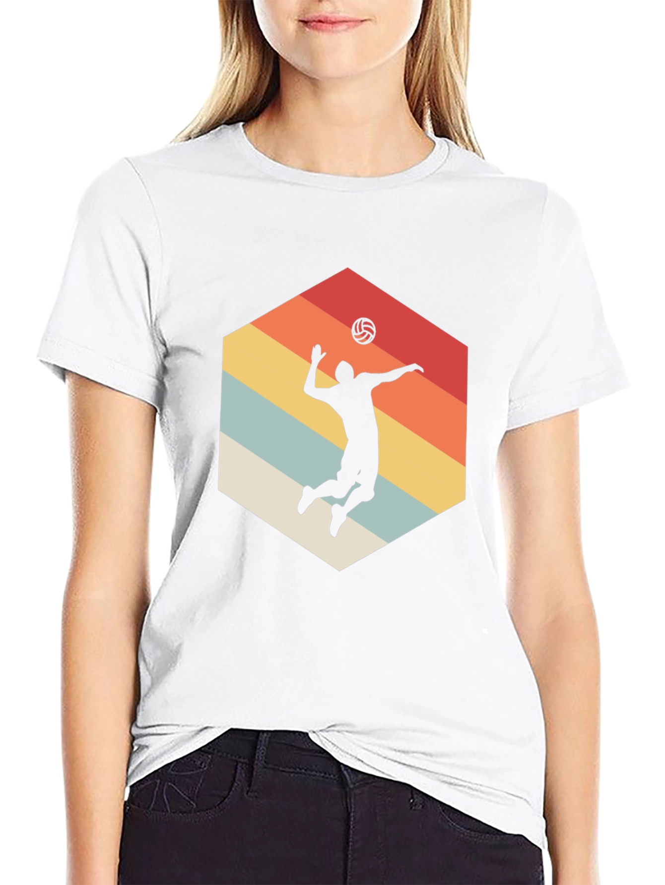 Volleyball Silhouette Graphic Tee - Retro Style