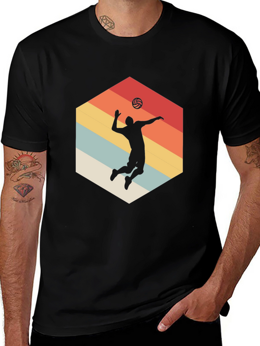 Volleyball Silhouette Graphic Tee - Retro Style
