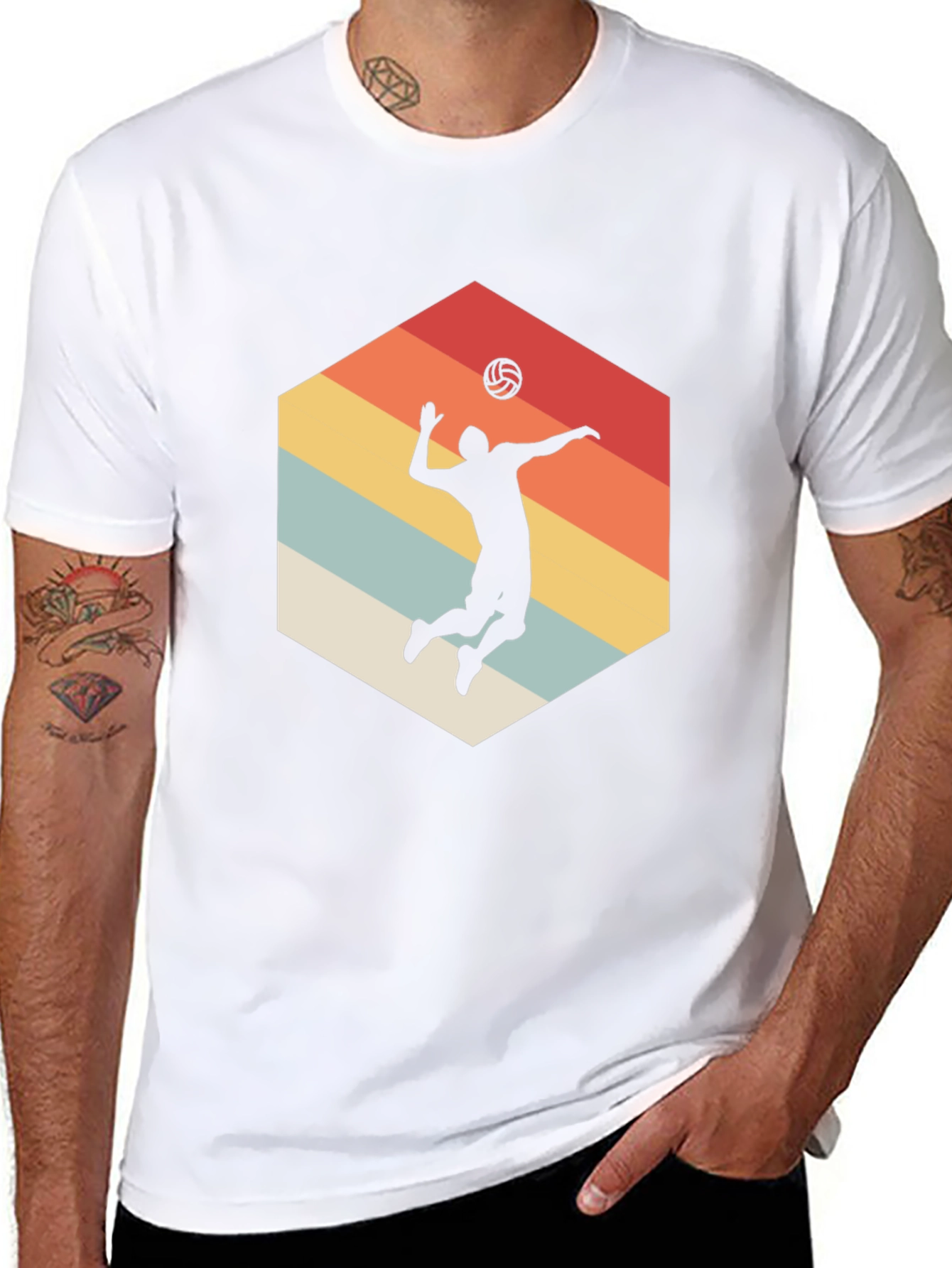 Volleyball Silhouette Graphic Tee - Retro Style