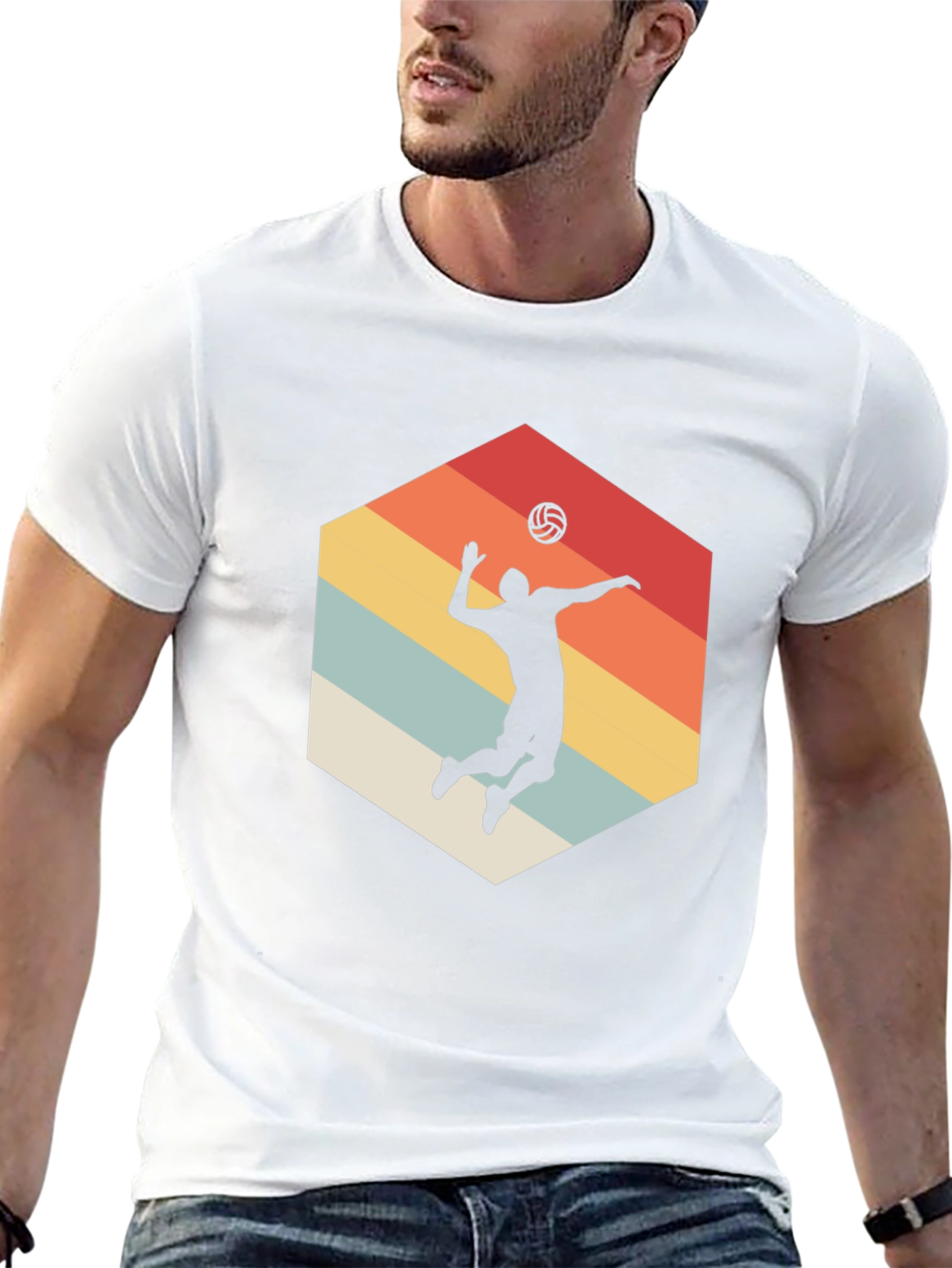 Volleyball Silhouette Graphic Tee - Retro Style