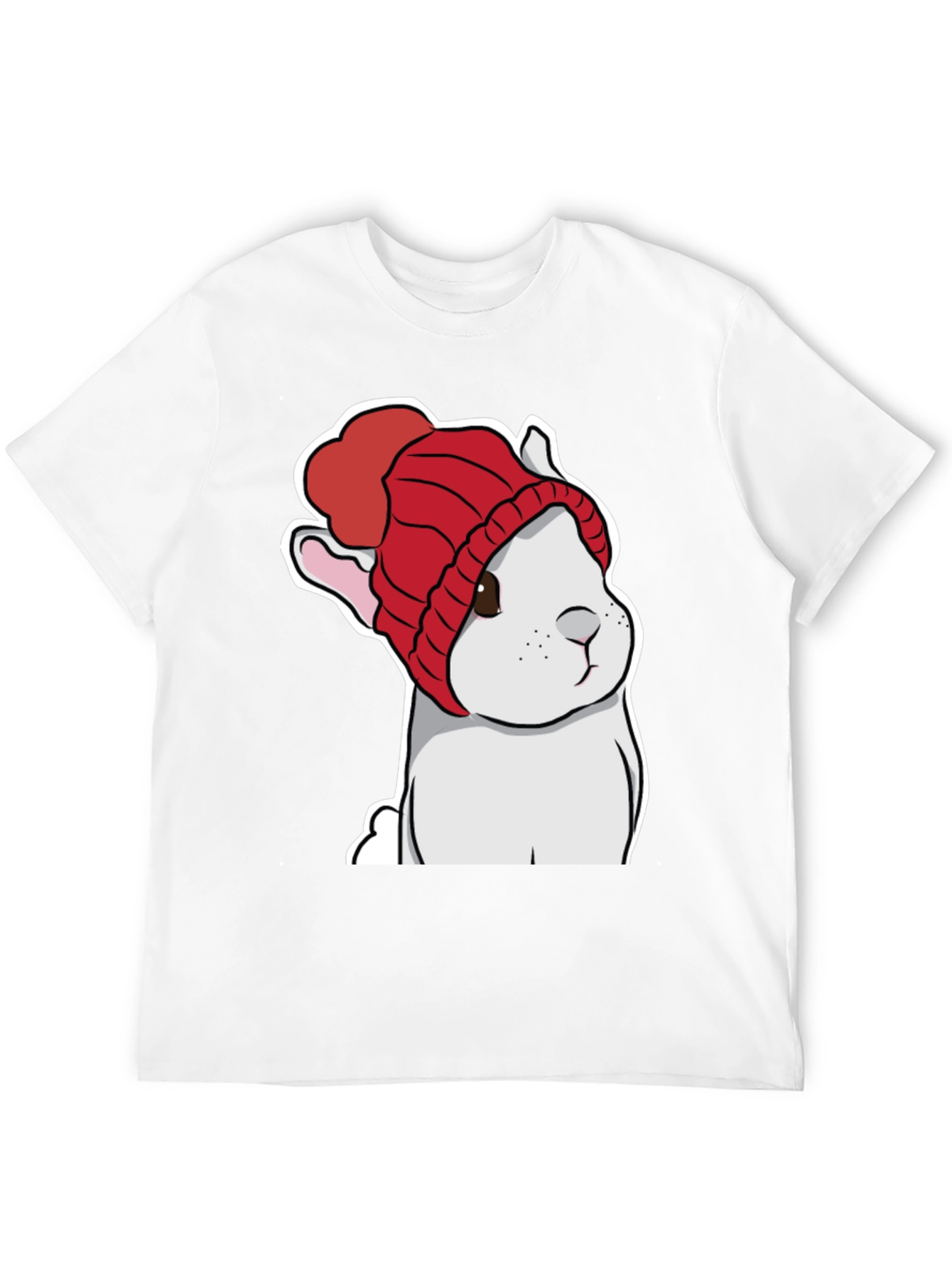 Cute Bunny in Red Knit Hat T-Shirt