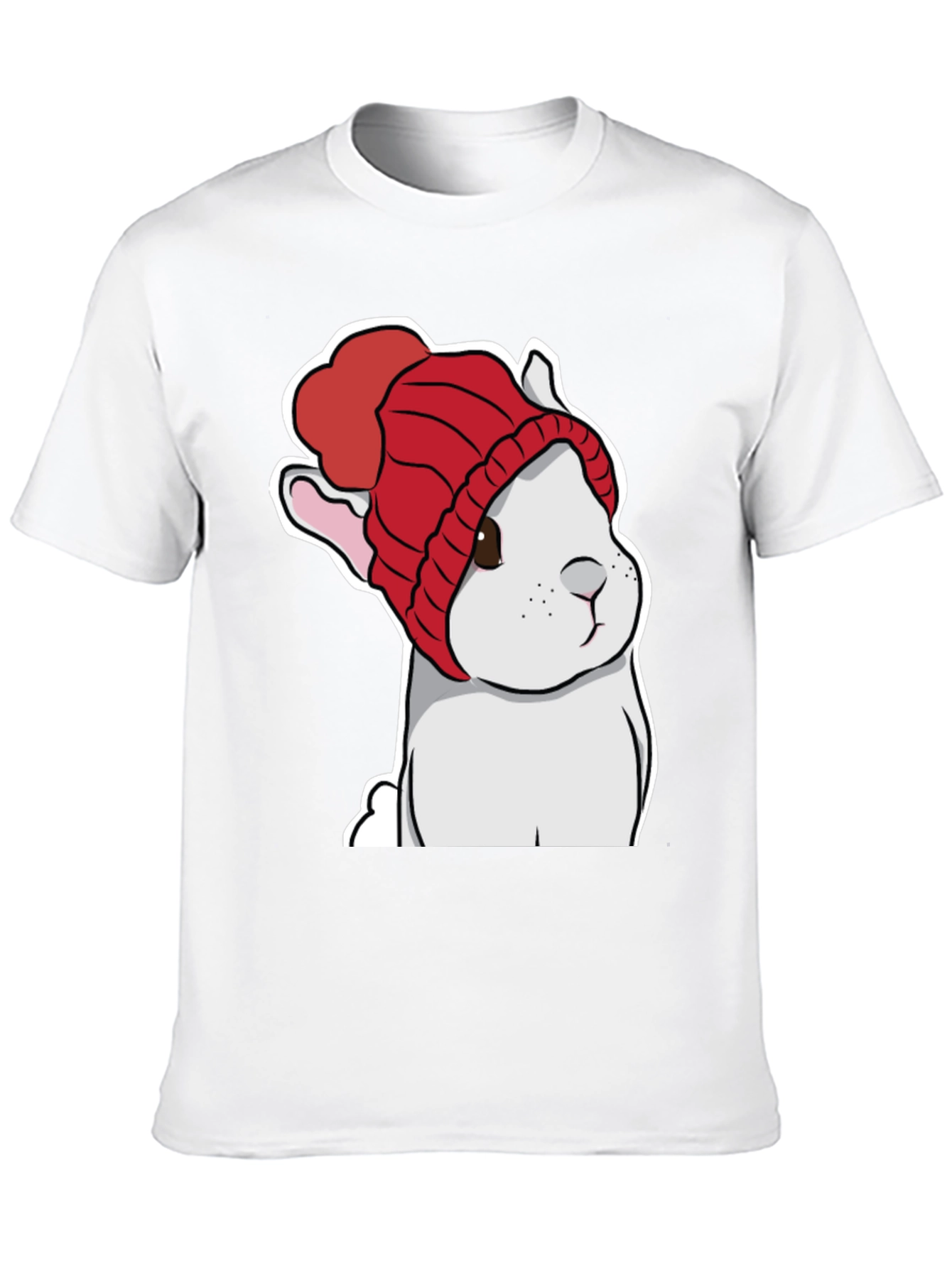 Cute Bunny in Red Knit Hat T-Shirt