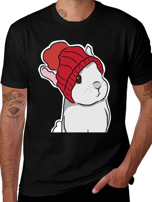 Cute Bunny in Red Knit Hat T-Shirt