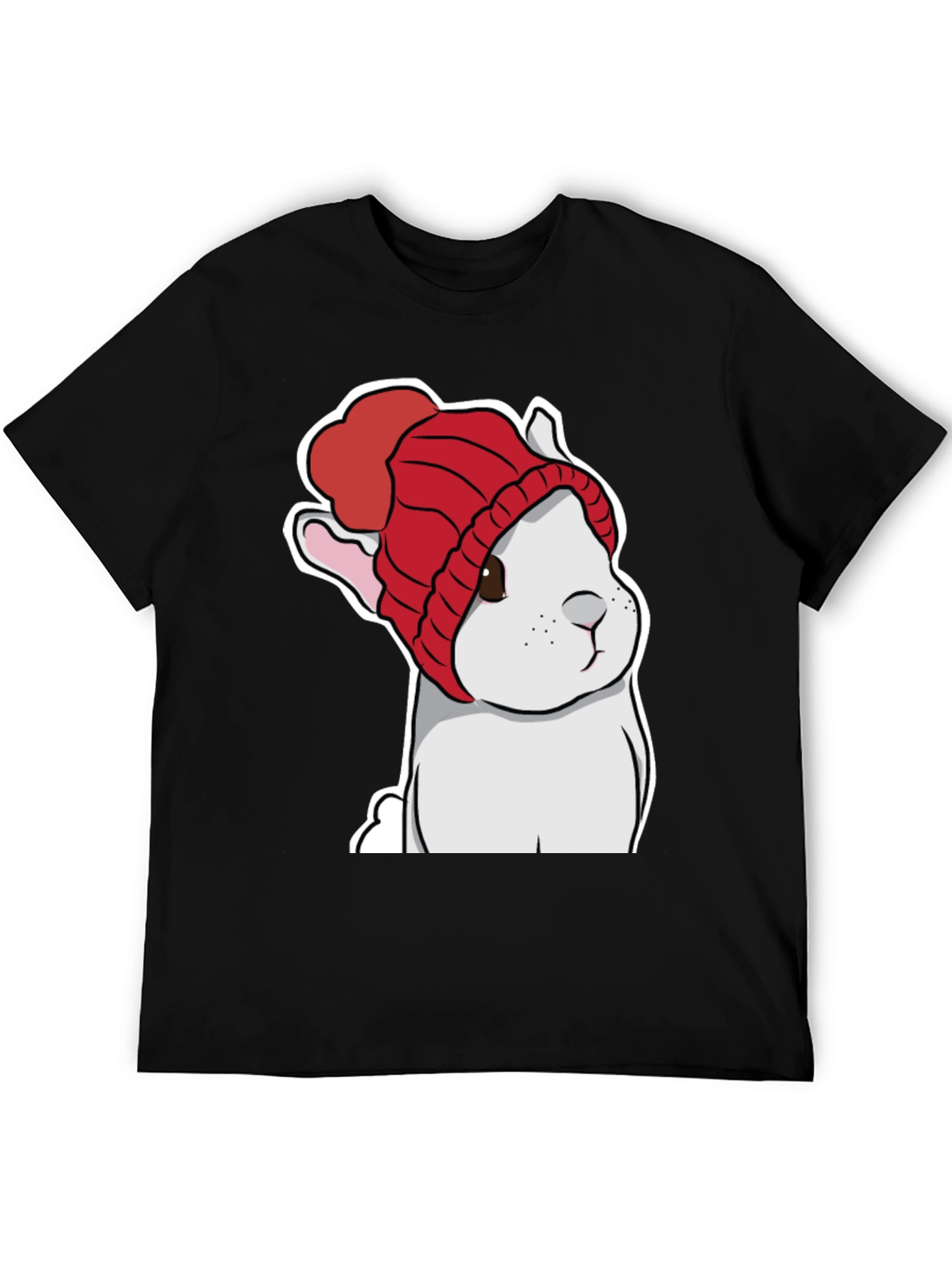 Cute Bunny in Red Knit Hat T-Shirt