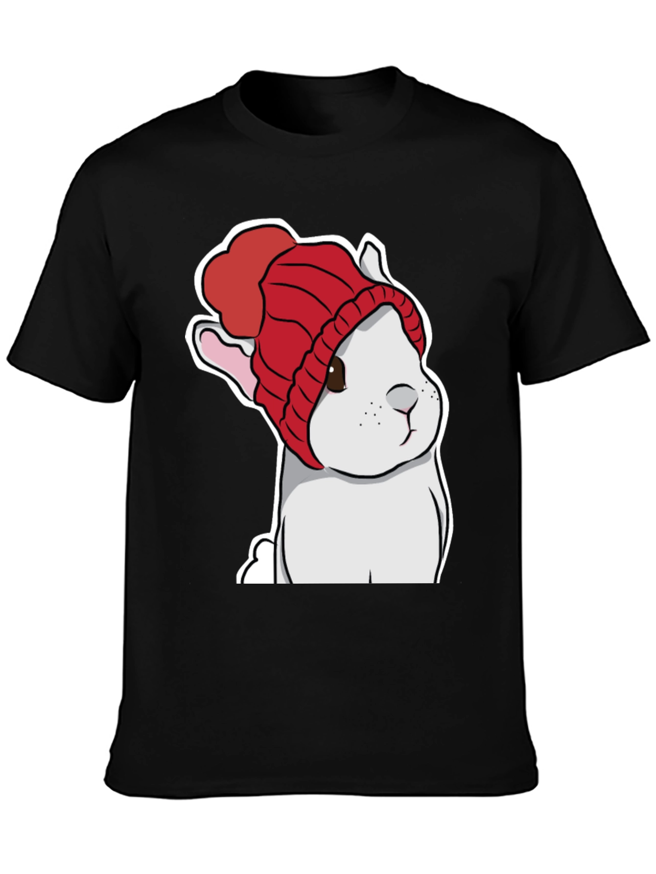 Cute Bunny in Red Knit Hat T-Shirt
