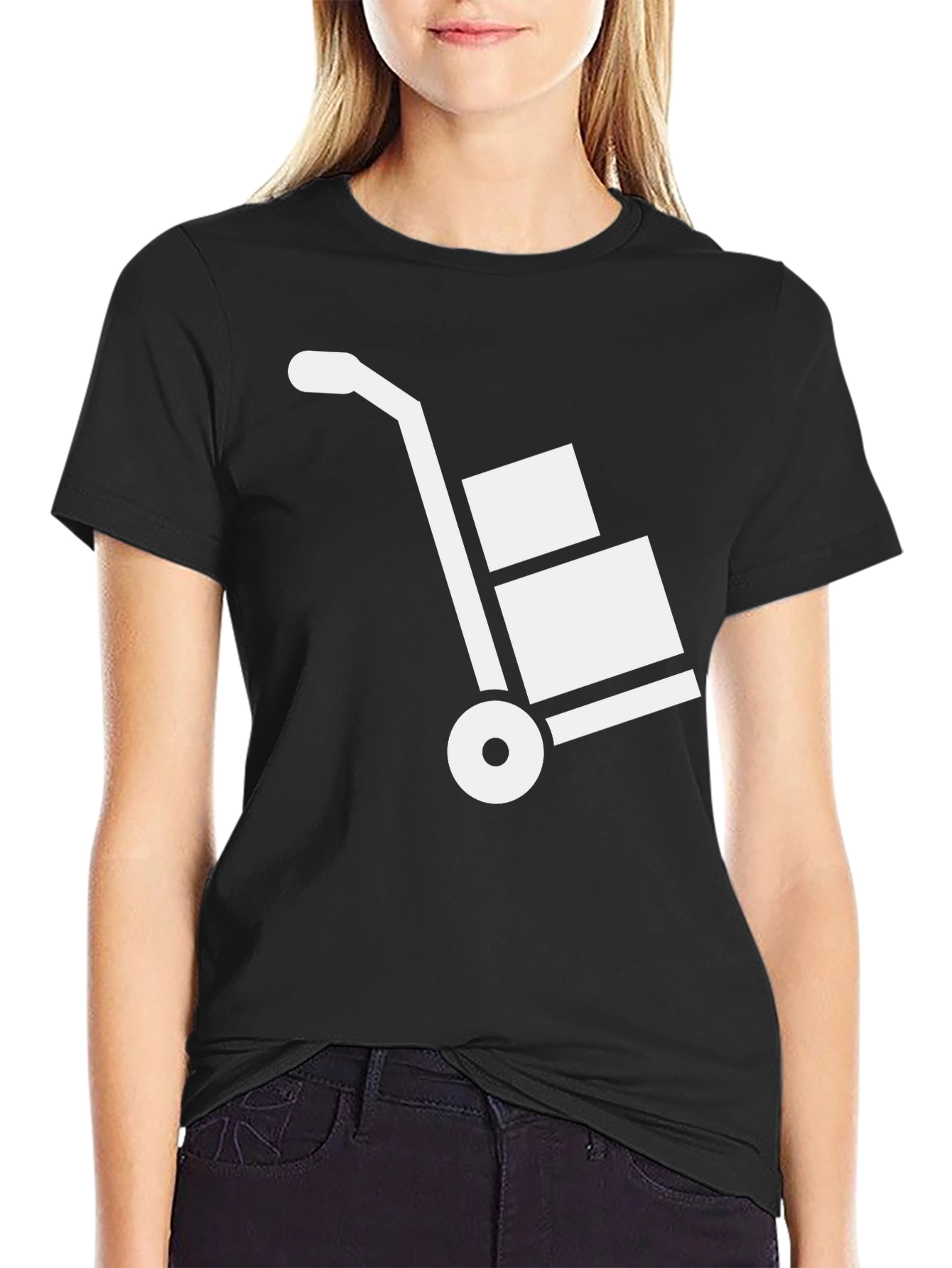 Black T-Shirt with Hand Truck Design