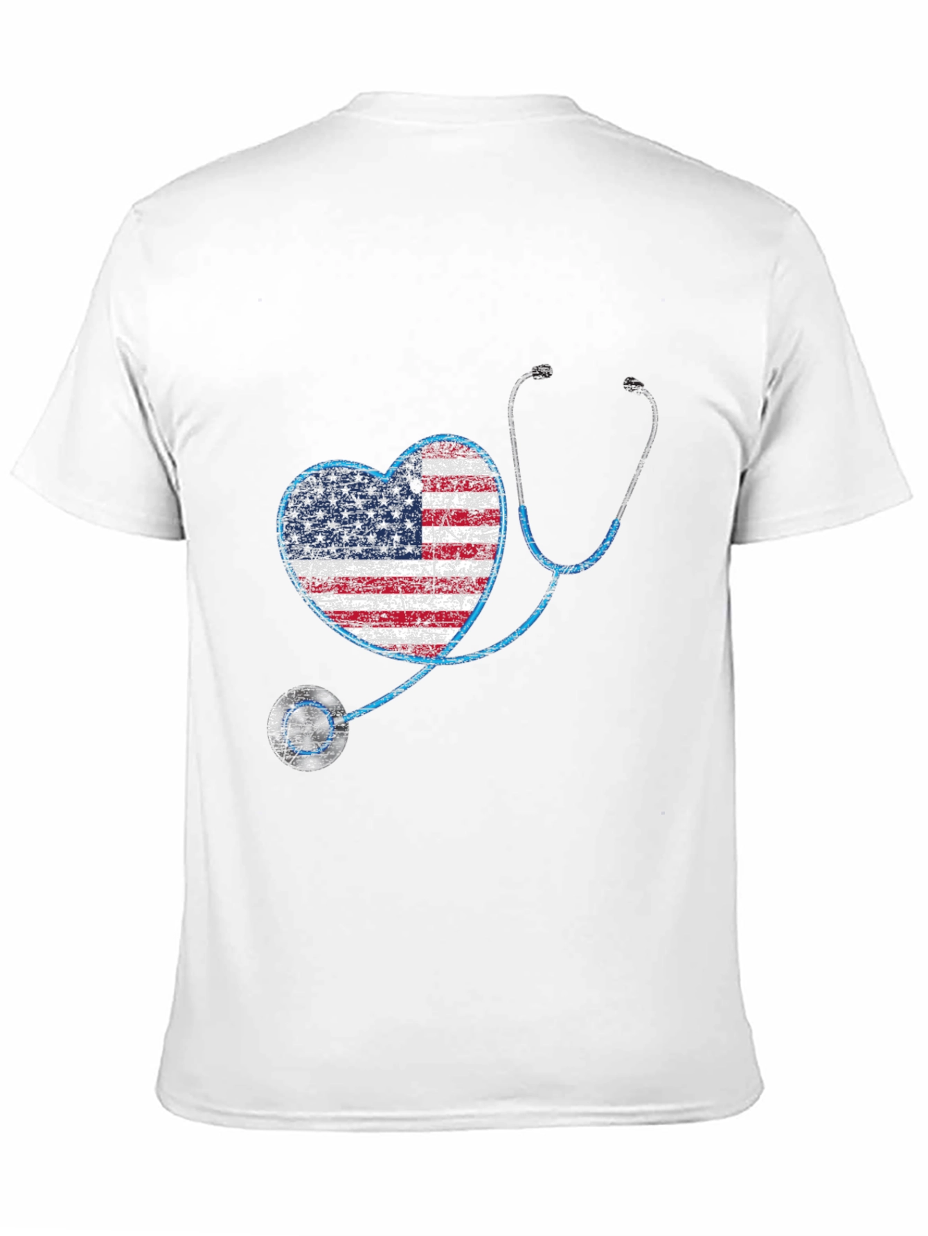 American Flag Heart Stethoscope Graphic T-Shirt