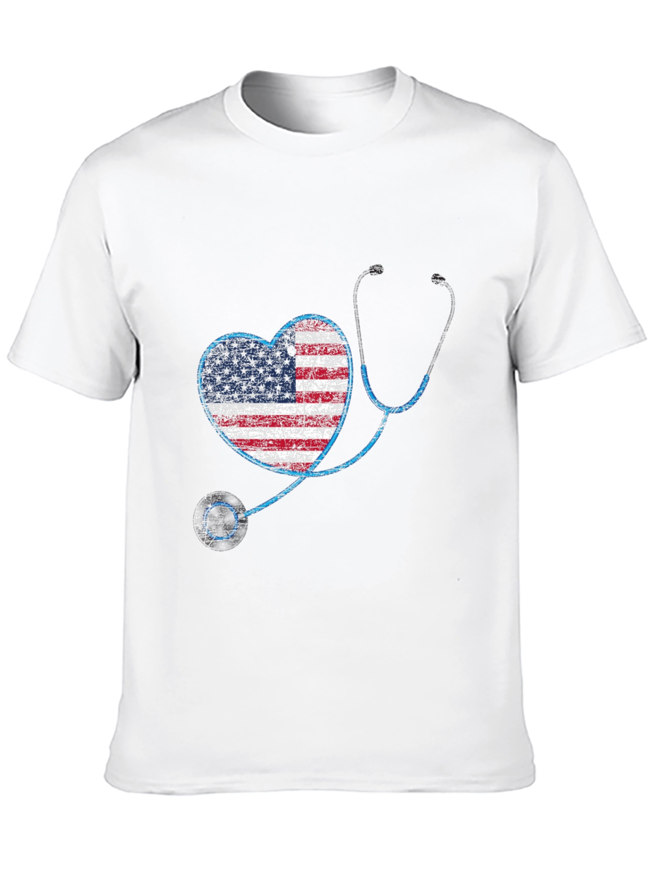 American Flag Heart Stethoscope Graphic T-Shirt