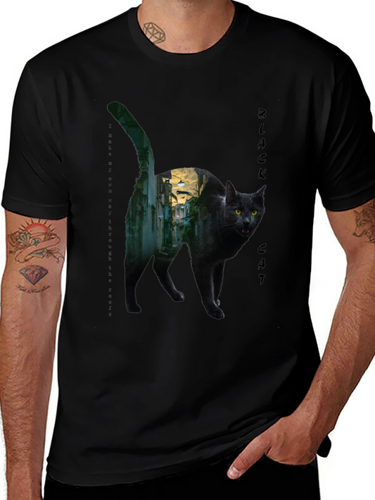 Black Cat Alley Graphic T-Shirt - Unique Streetwear