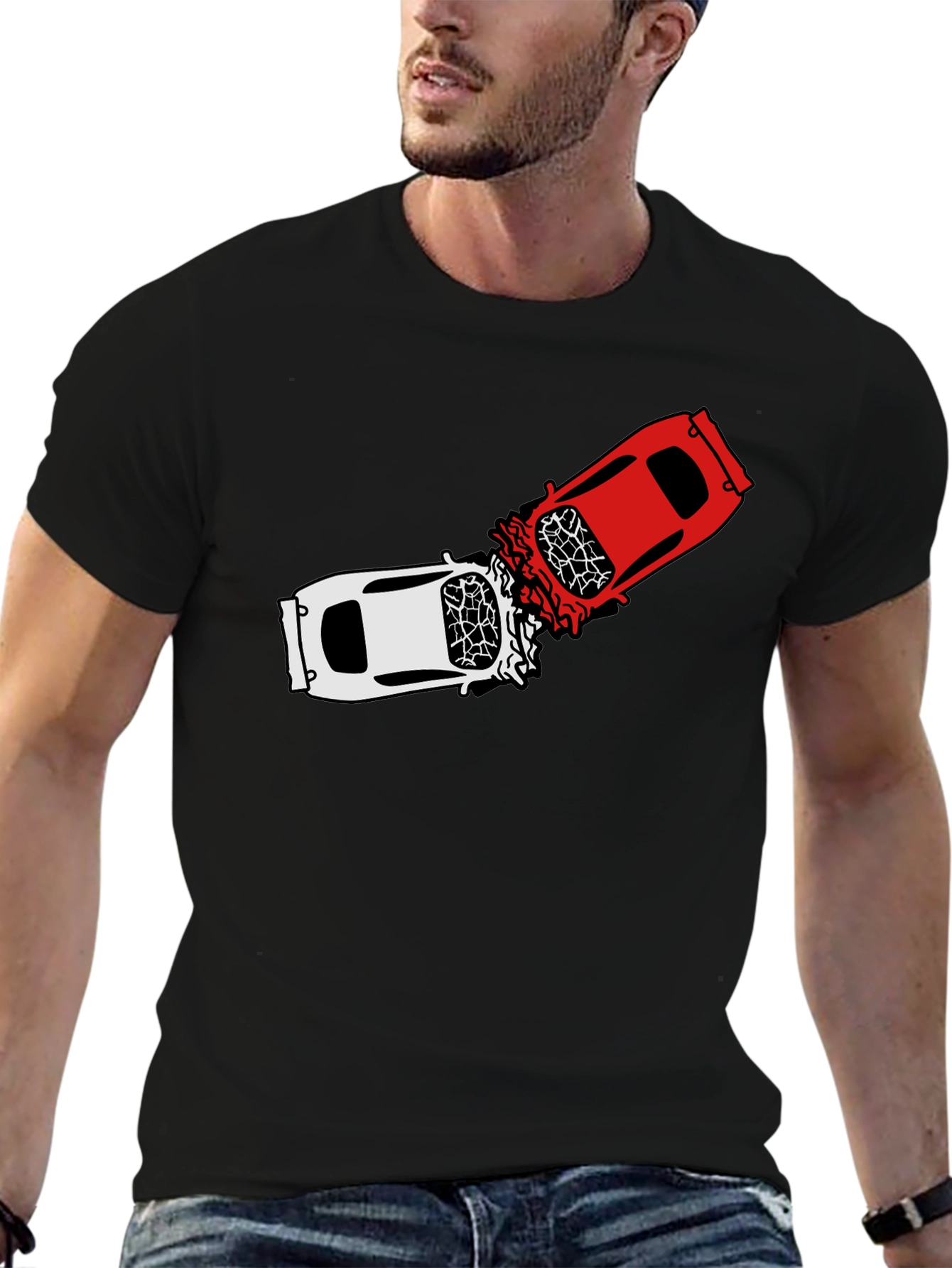 Crashing Cars Black Graphic Tee