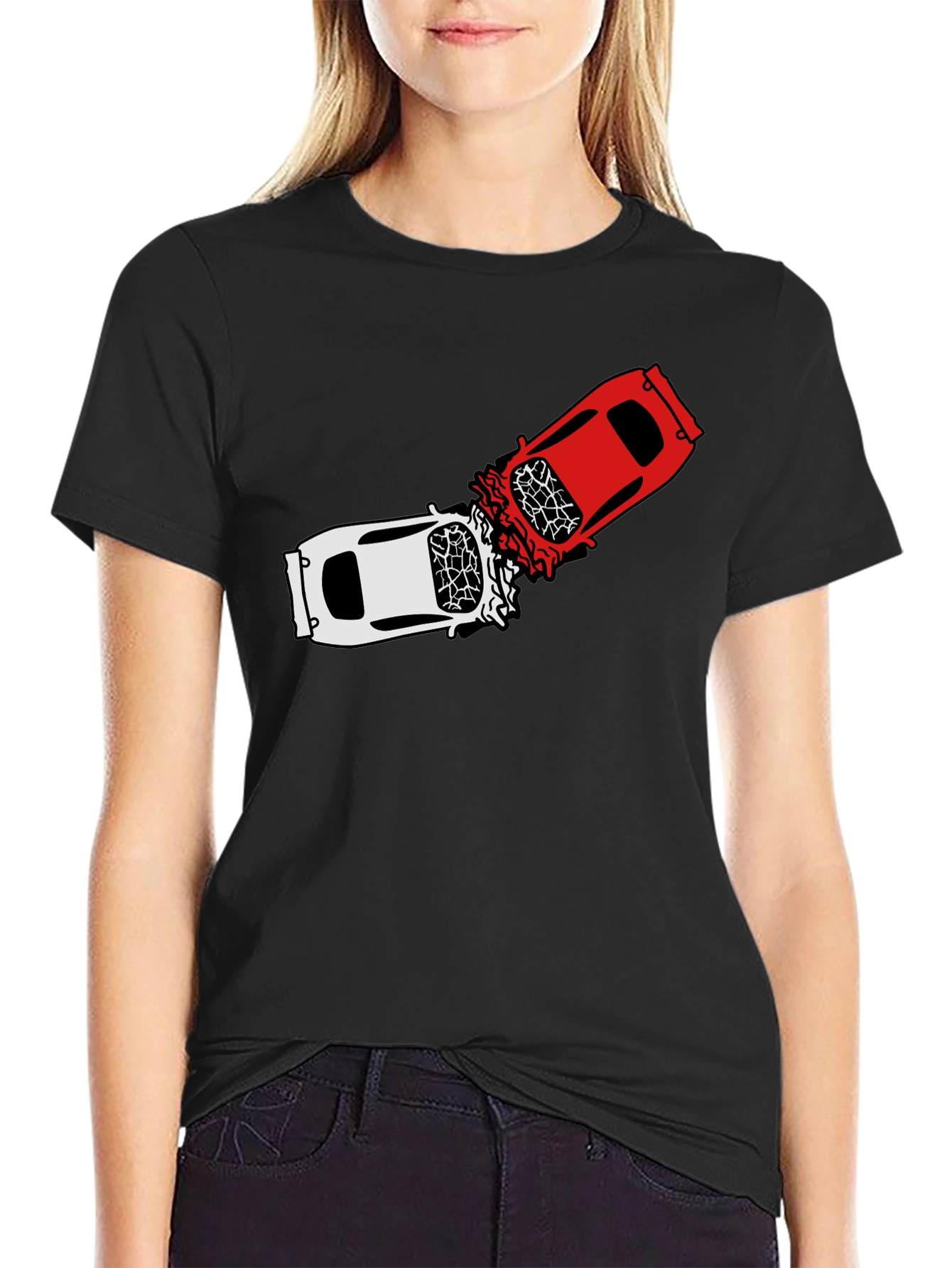 Crashing Cars Black Graphic Tee