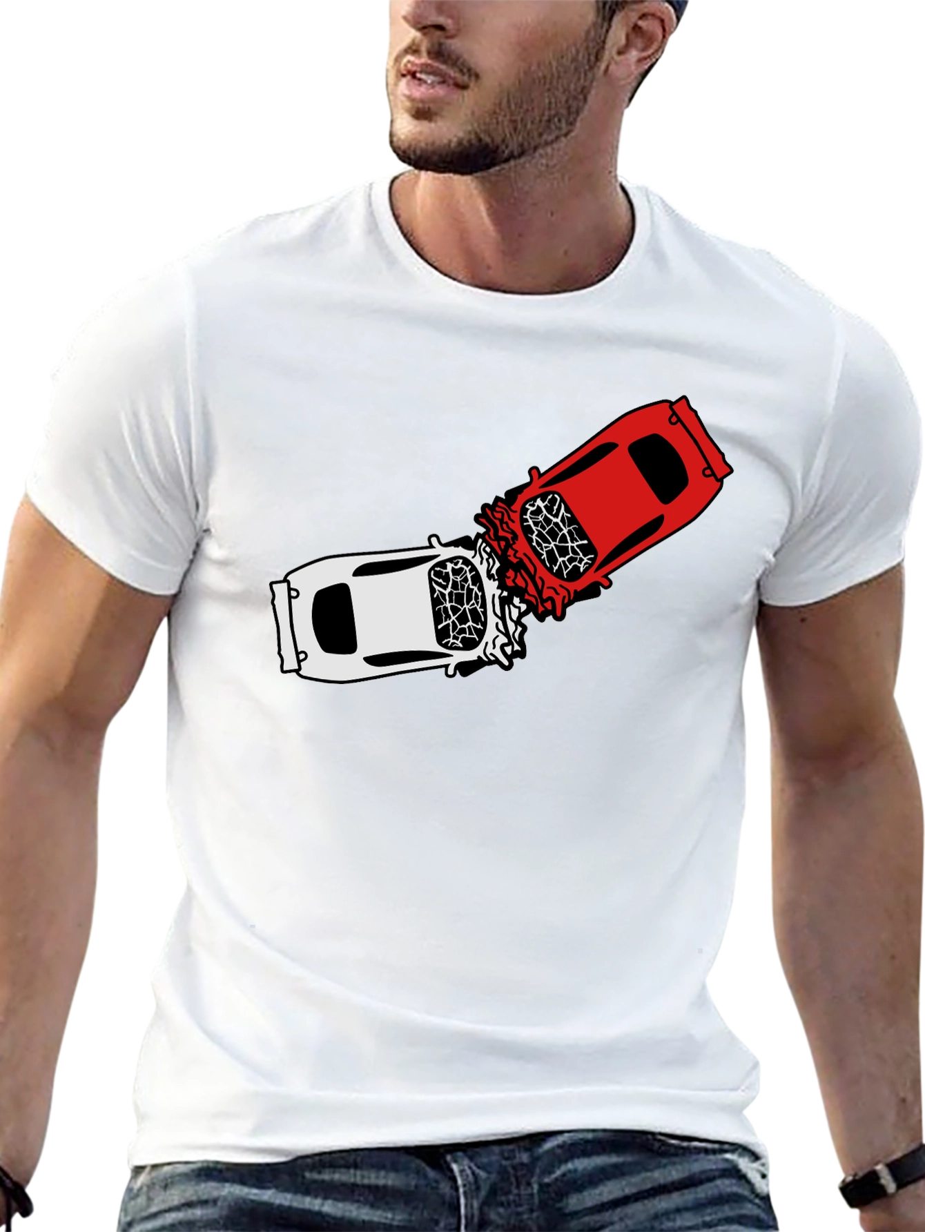 Crashing Cars Black Graphic Tee