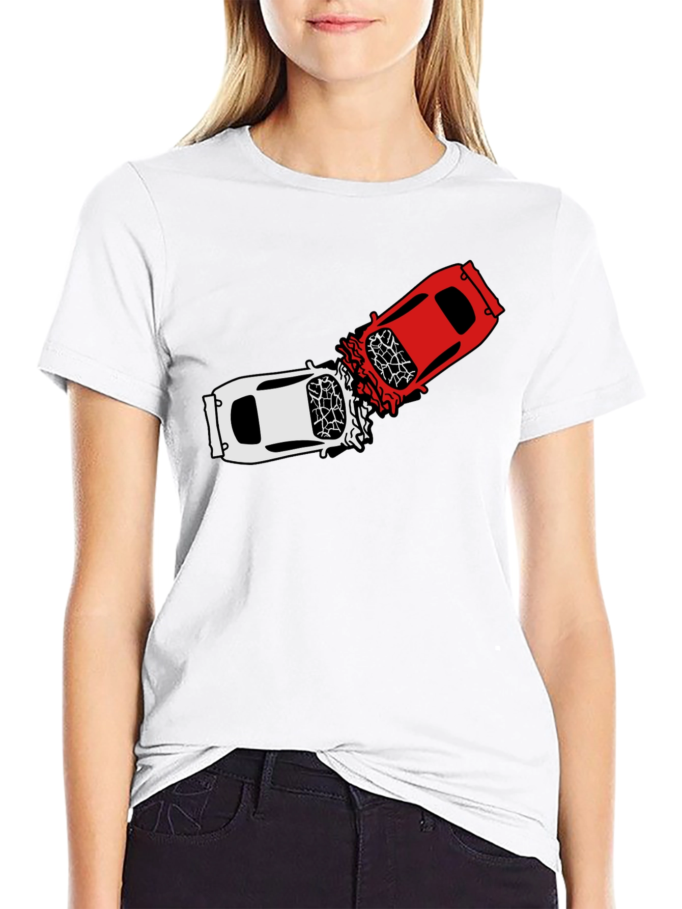 Crashing Cars Black Graphic Tee