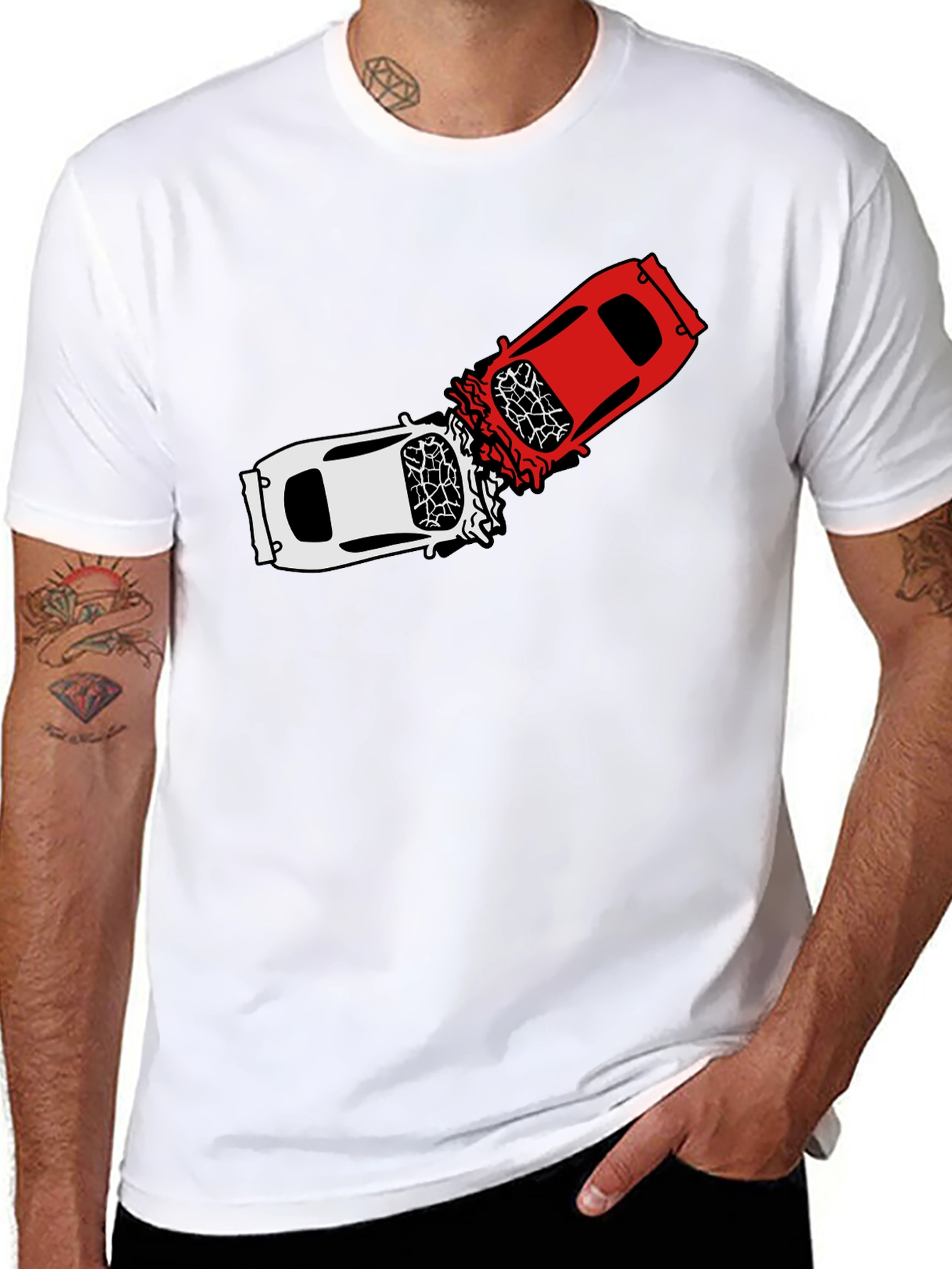 Crashing Cars Black Graphic Tee