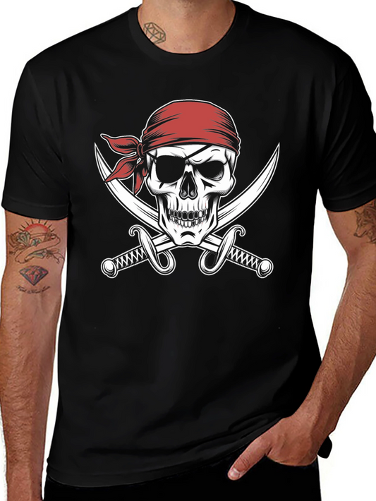 Pirate Skull & Swords Graphic Tee - Mens Black T-Shirt