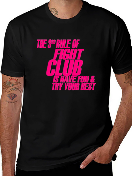 Fight Club Rule 3 T-Shirt - Pink Graphic Tee